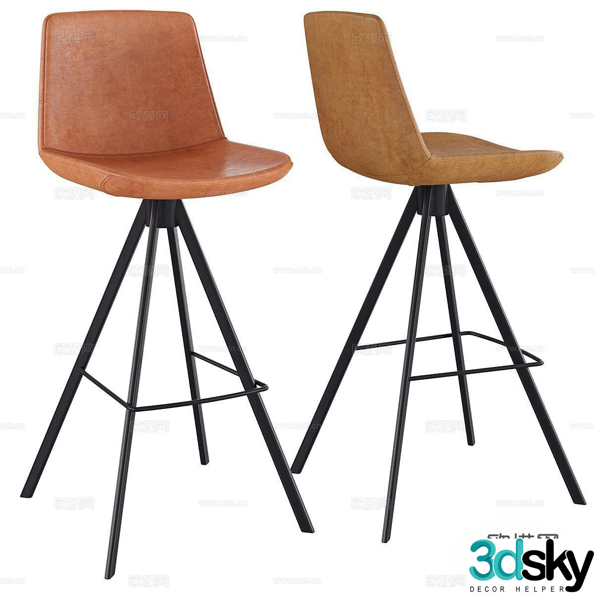 Zelda modern bar chair leather bar chair American bar chair retro bar chair bar stool 3d model