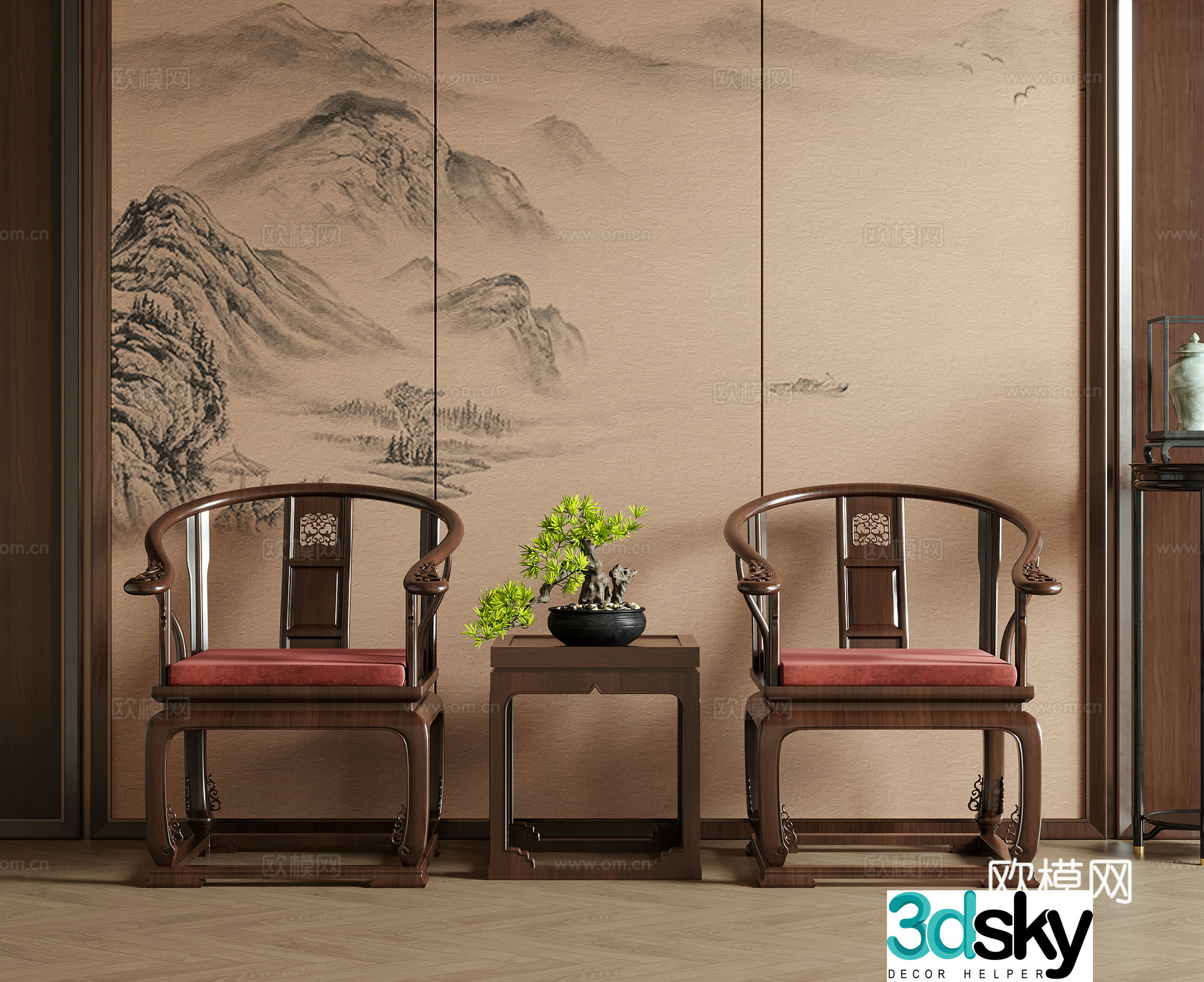 Chinese casual chair tea chair book chair dining chair single chair 3d model