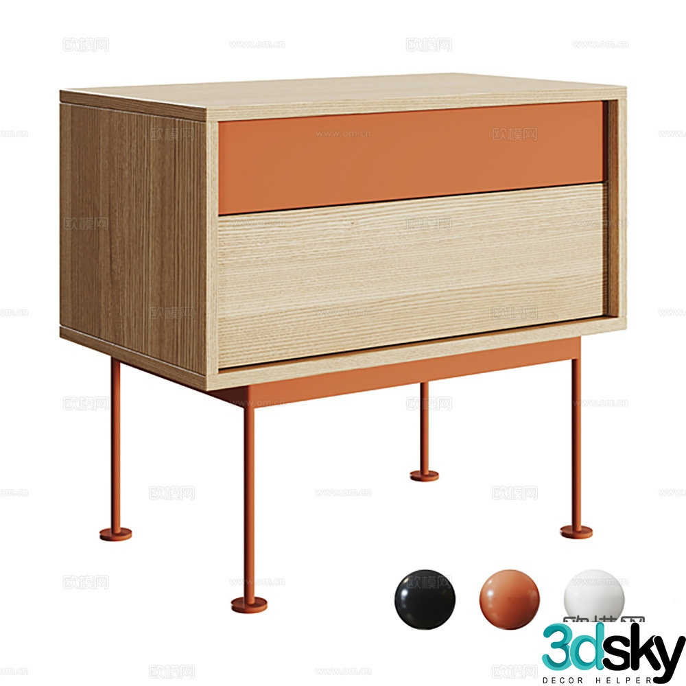 Cabinet Finished Cabinet Bedside Table 3D Model