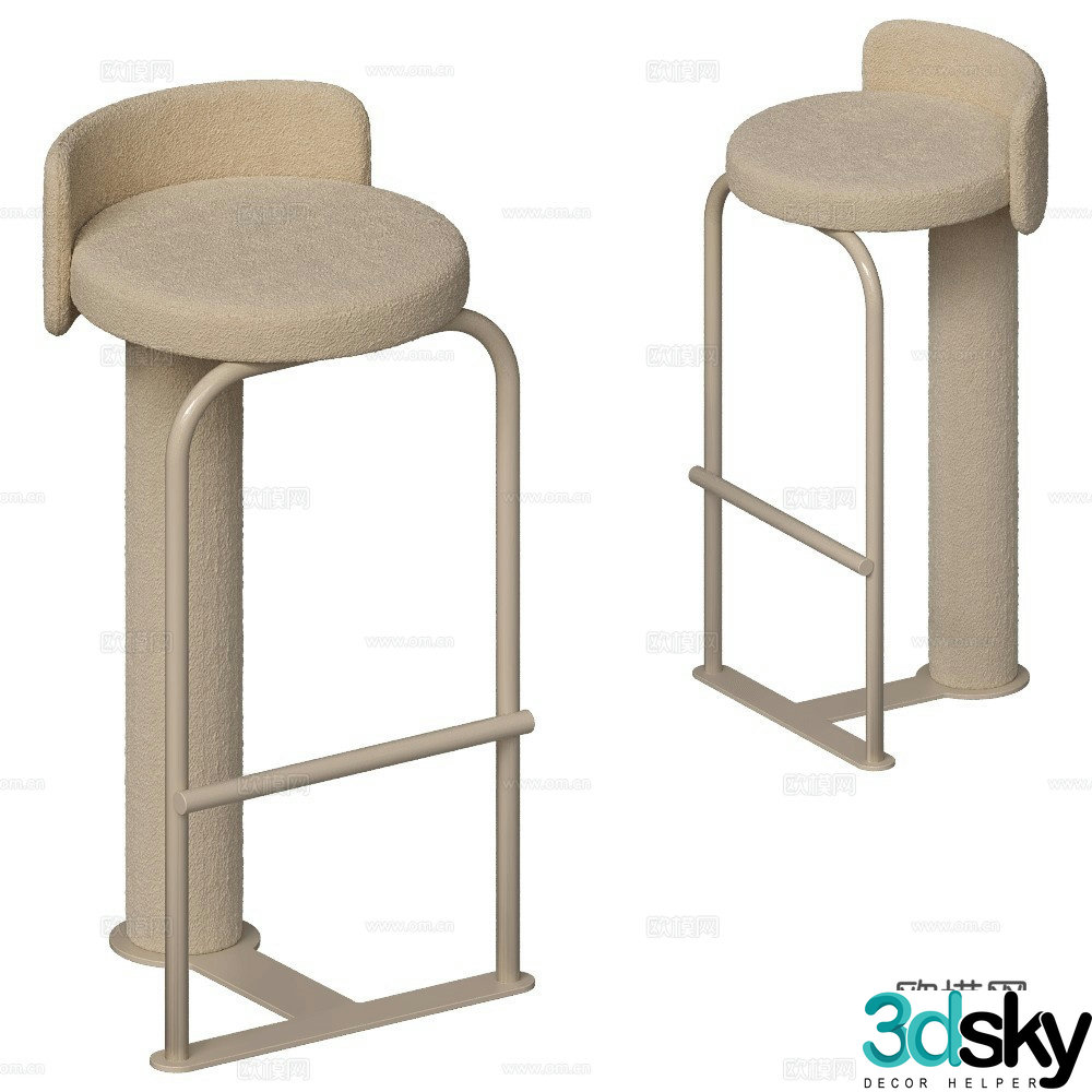 WOO modern bar chair fabric bar chair minimalist bar chair bar stool 3d model