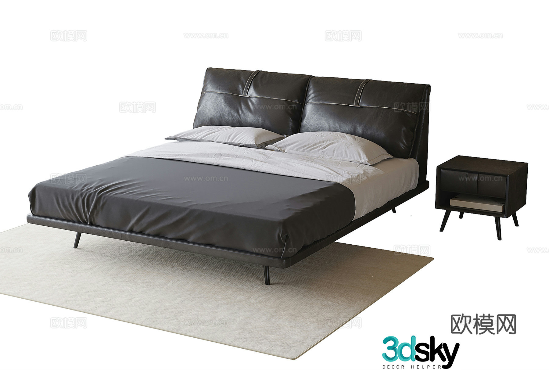 Modern children’s bed nightstand 3d model