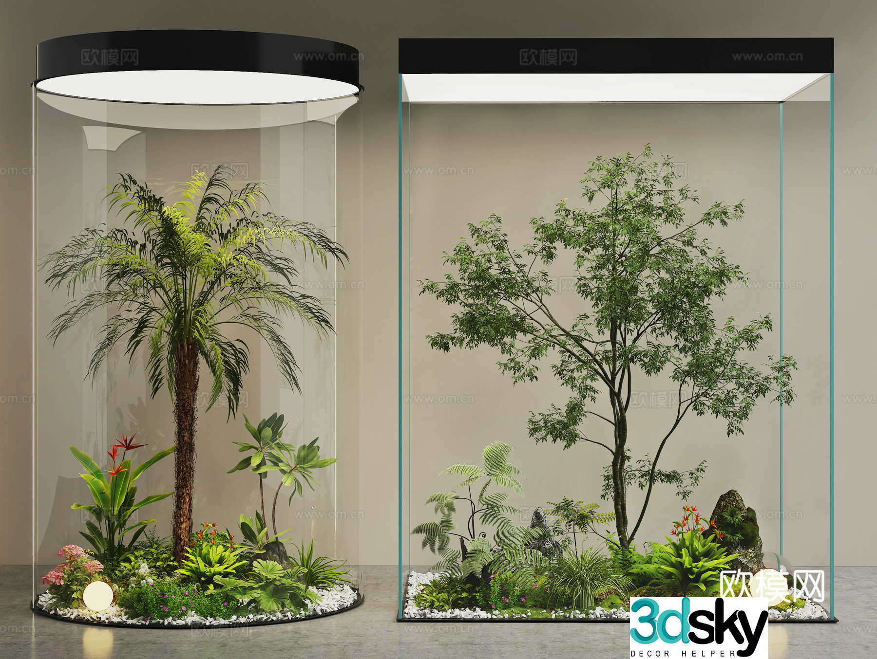 Modern interior landscape Landscape Plant pile Glass green plant landscaping Landscape Tree Garden landscape 3D model