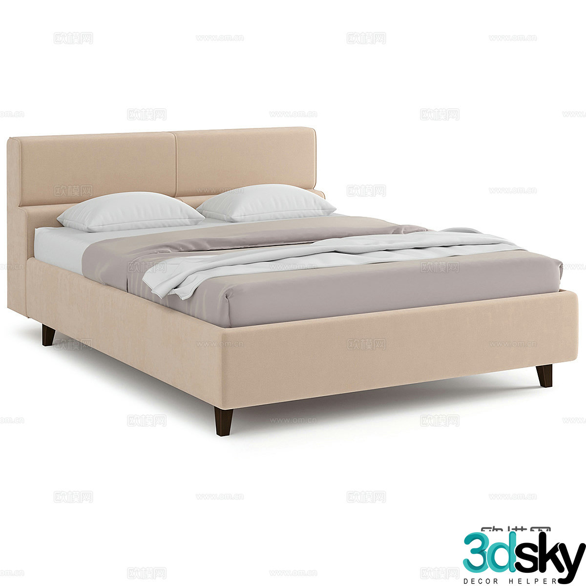 Modern simple double bed Double bed Simple bed Bedroom bed Pillow 3D model