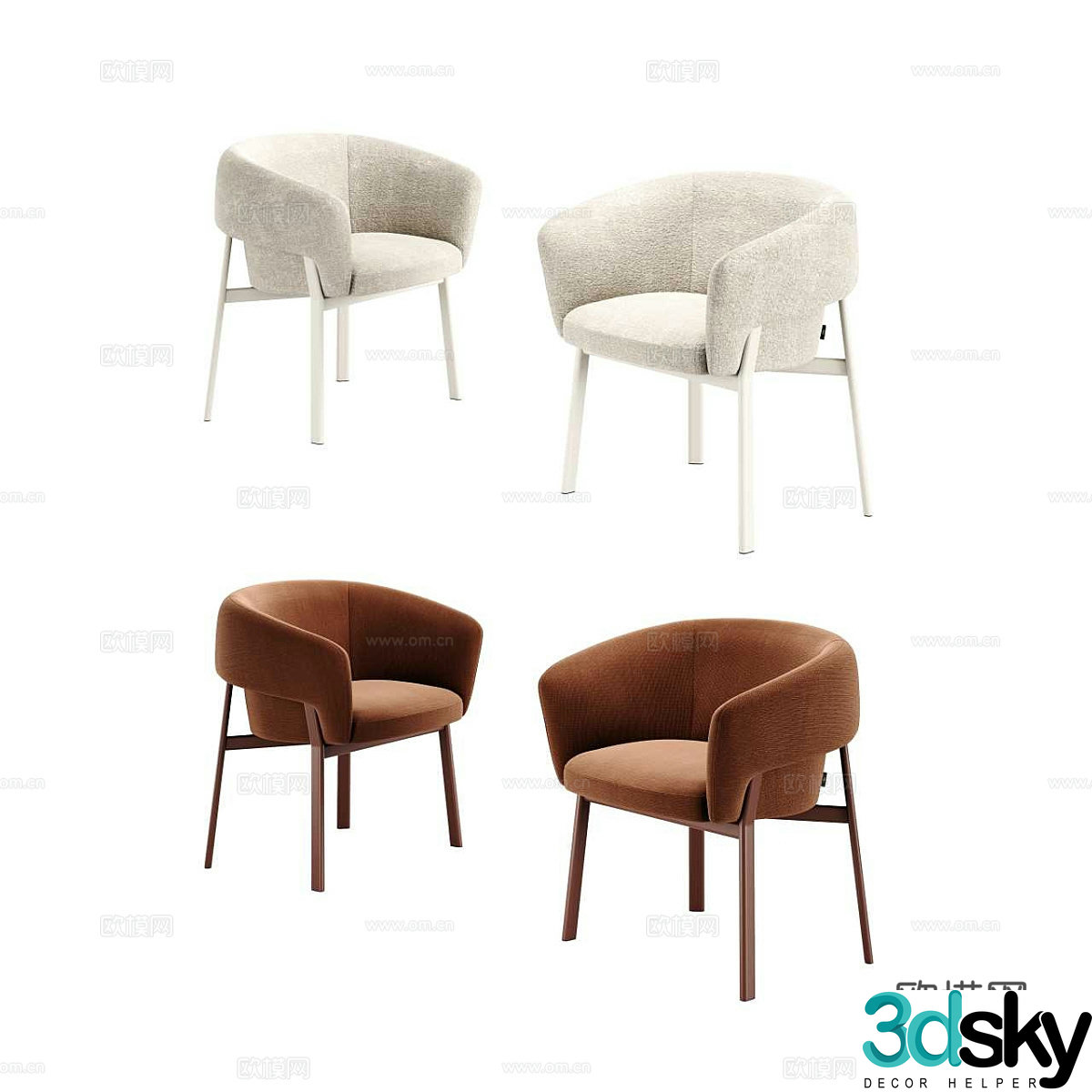Modern Italian minimalist dining chair 3d model