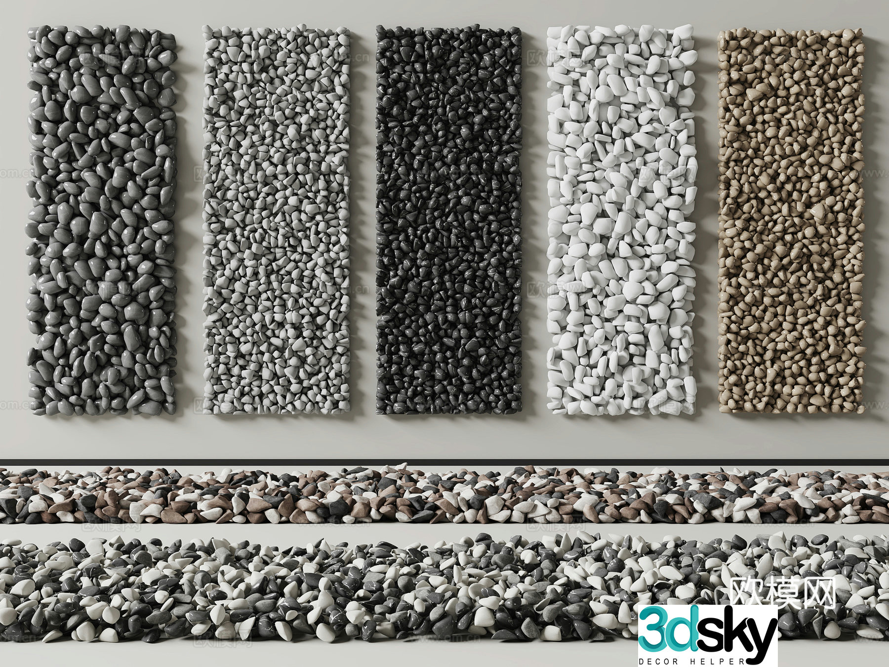 Modern pebbles small pebbles gravel landscape gravel 3d model