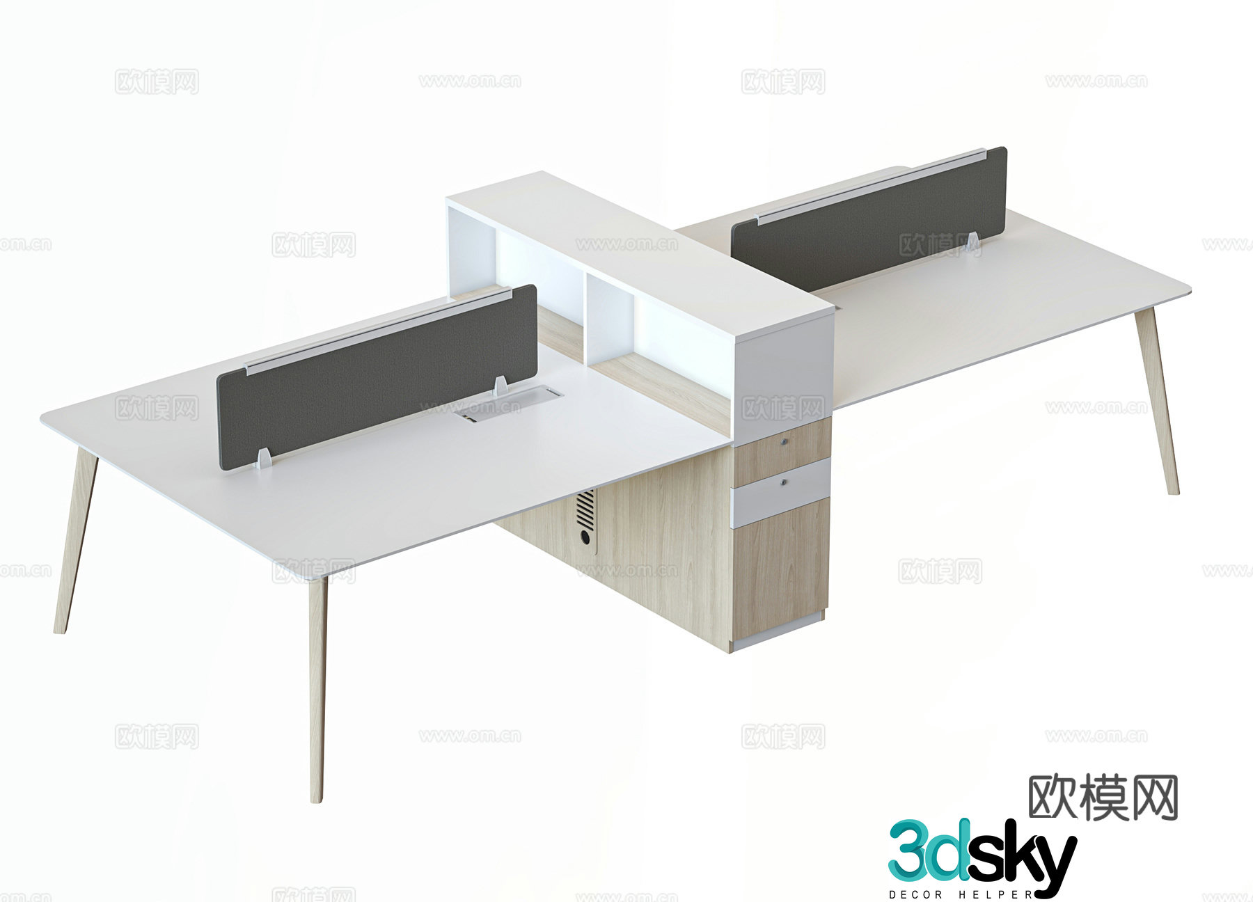 Modern office desk staff desk staff desk desk screen screen station strip table workbench 3d model