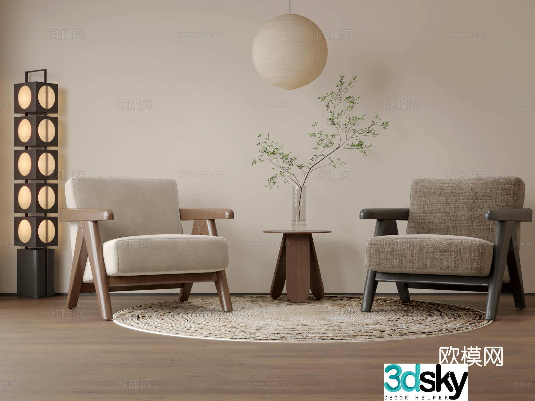 Medium style casual single chair 3D model