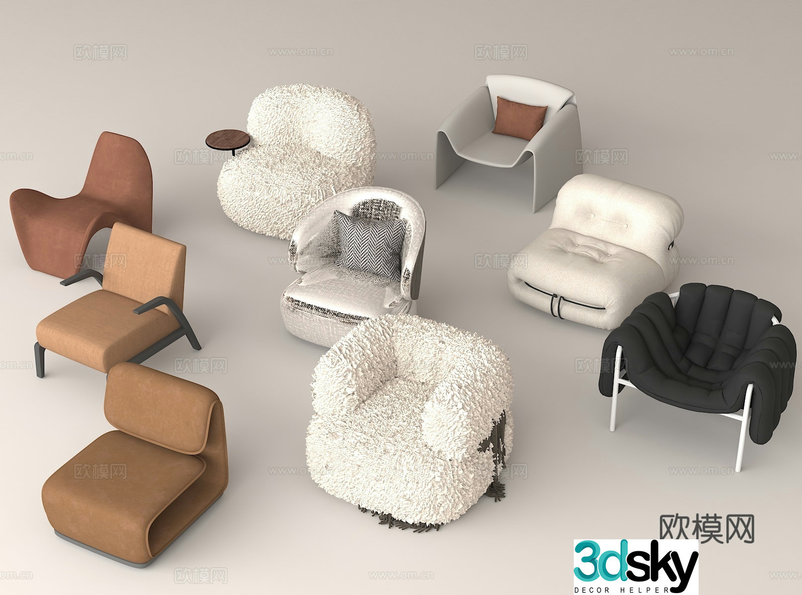 Light luxury furniture creative seat lazy sofa 3d model