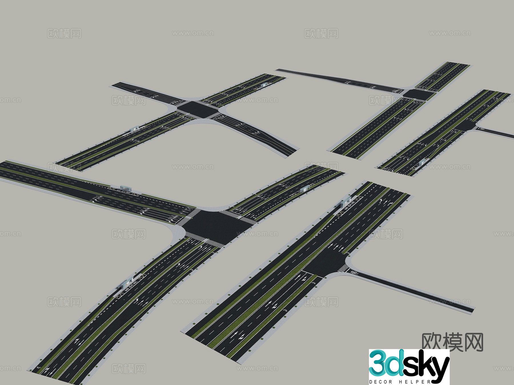Road standard section Lane road Modern road Road Other ground Intersection Lane horse 3D model