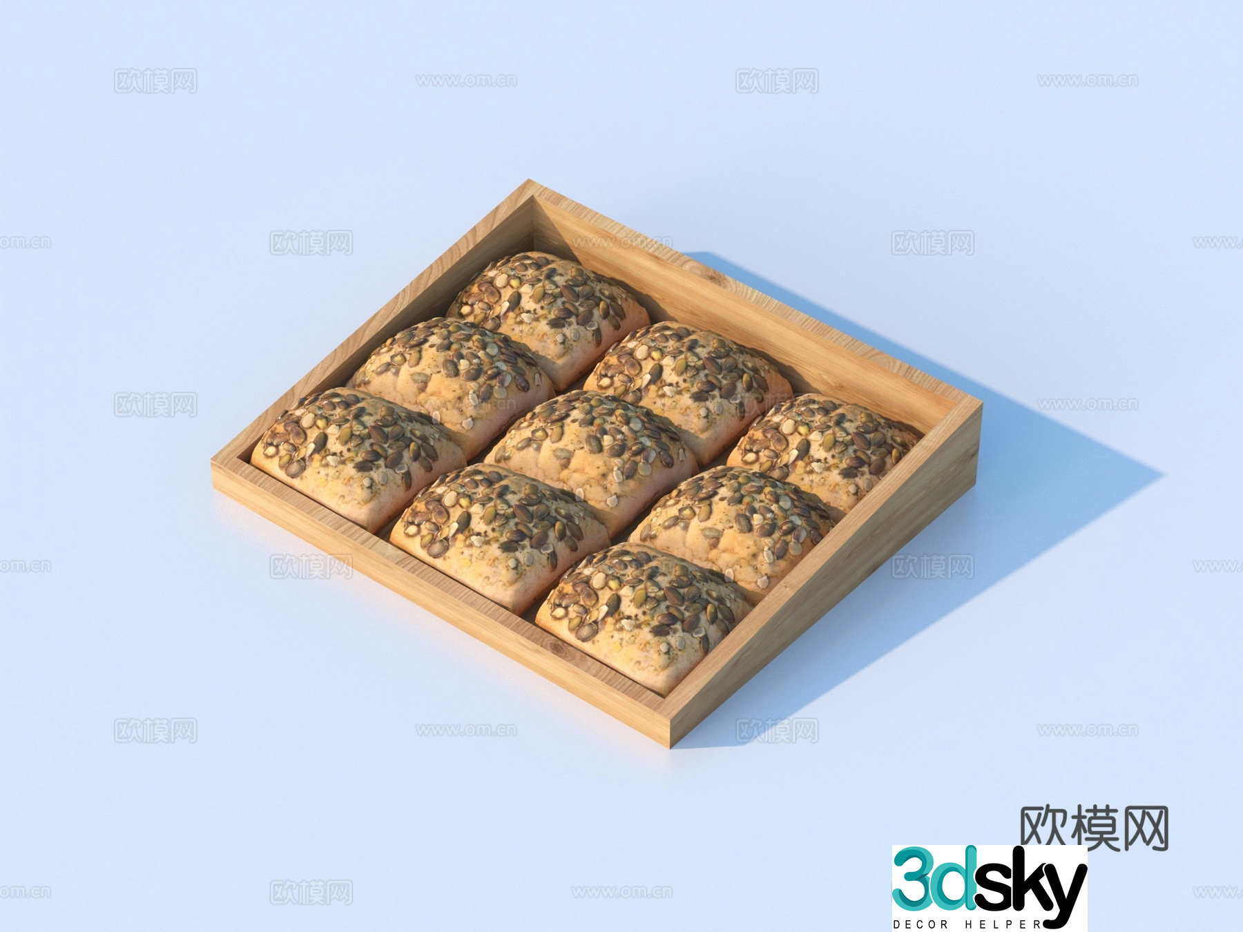 Bread Tray Kitchenware 3d Model