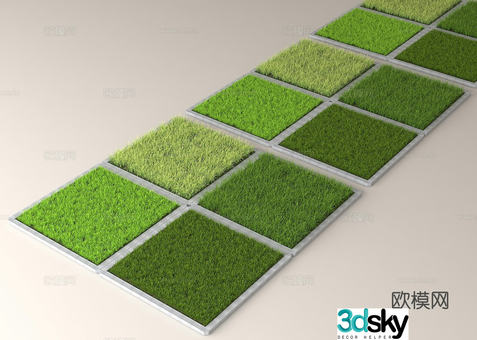 Urban greening Garden Landscape 3d Lawn Grass 3d Model