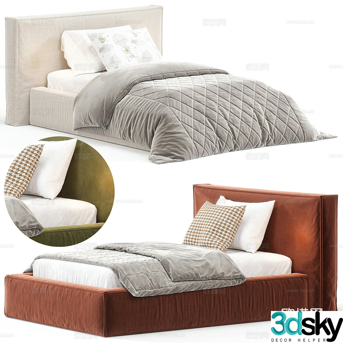Background double bed 3d model