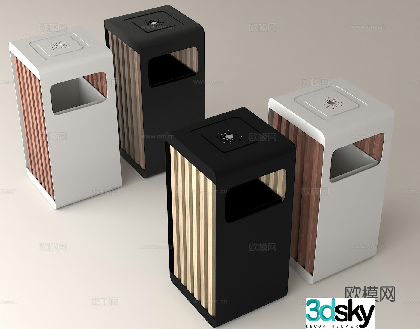 Modern design environmental protection facility outdoor trash can 3d model