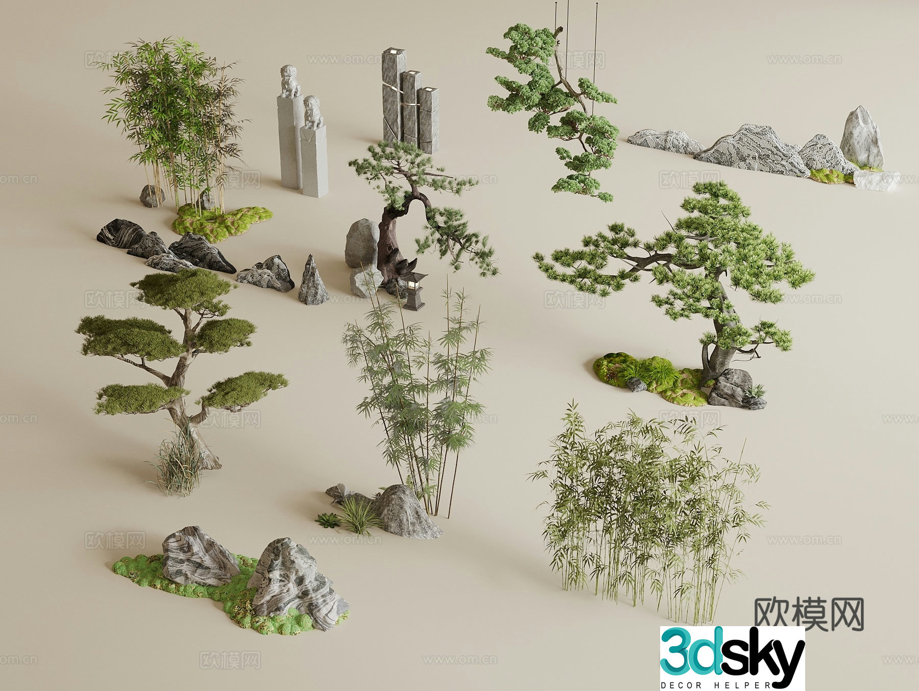 New Chinese-style plant landscape landscape Landscape sketch Indoor landscape residential landscape courtyard landscape 3D model