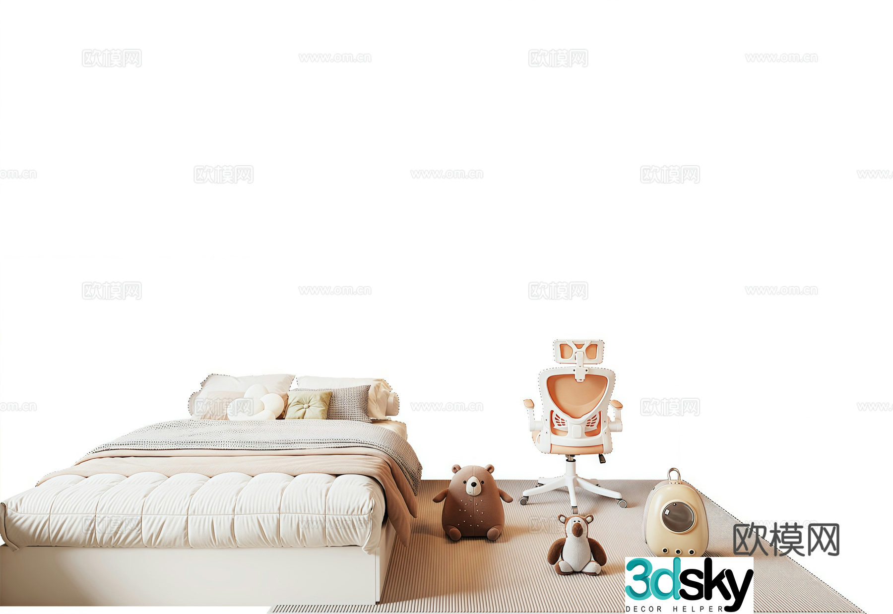 Modern single bed e-sports chair muppet 3d model