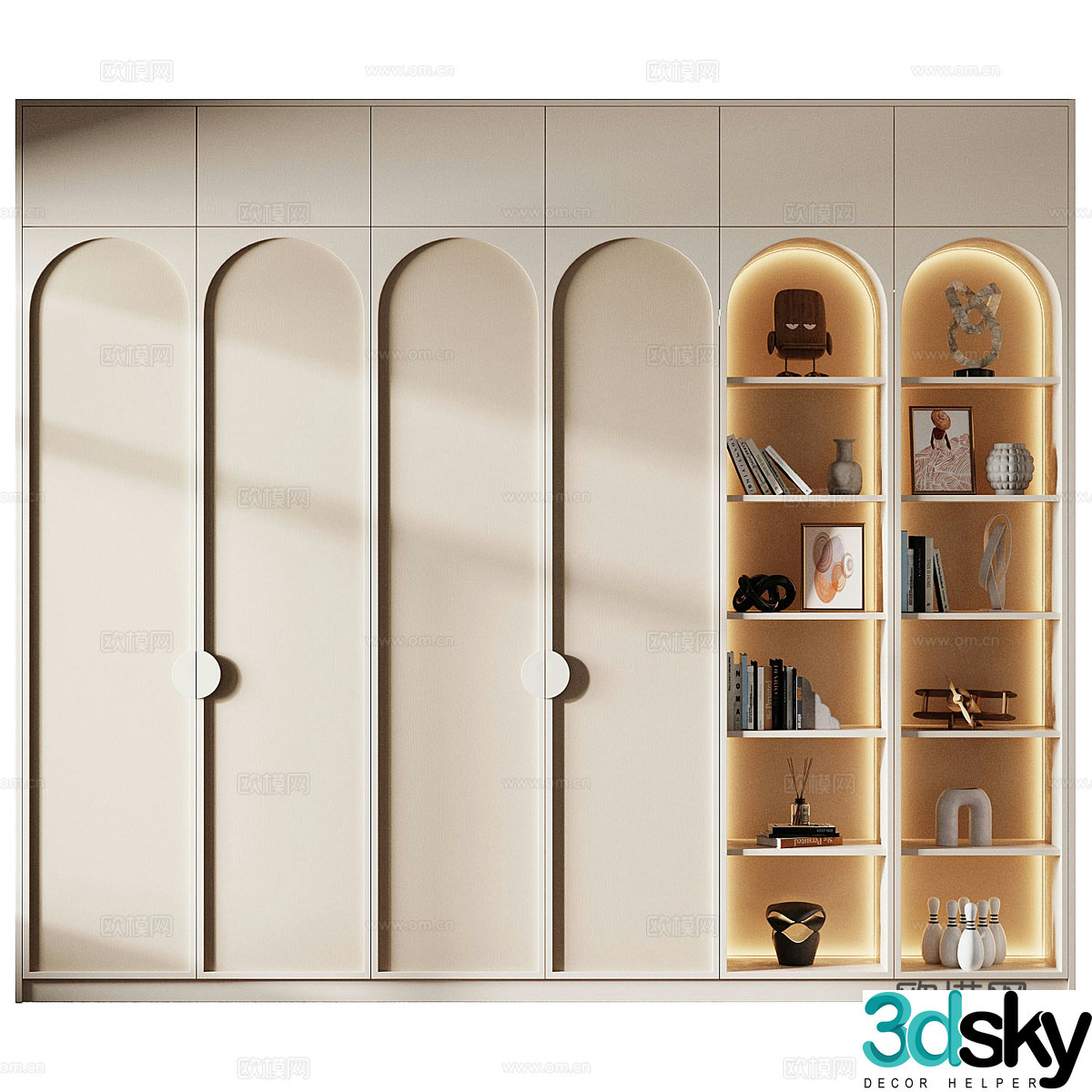 Modern creamy style children’s wardrobe 3d model