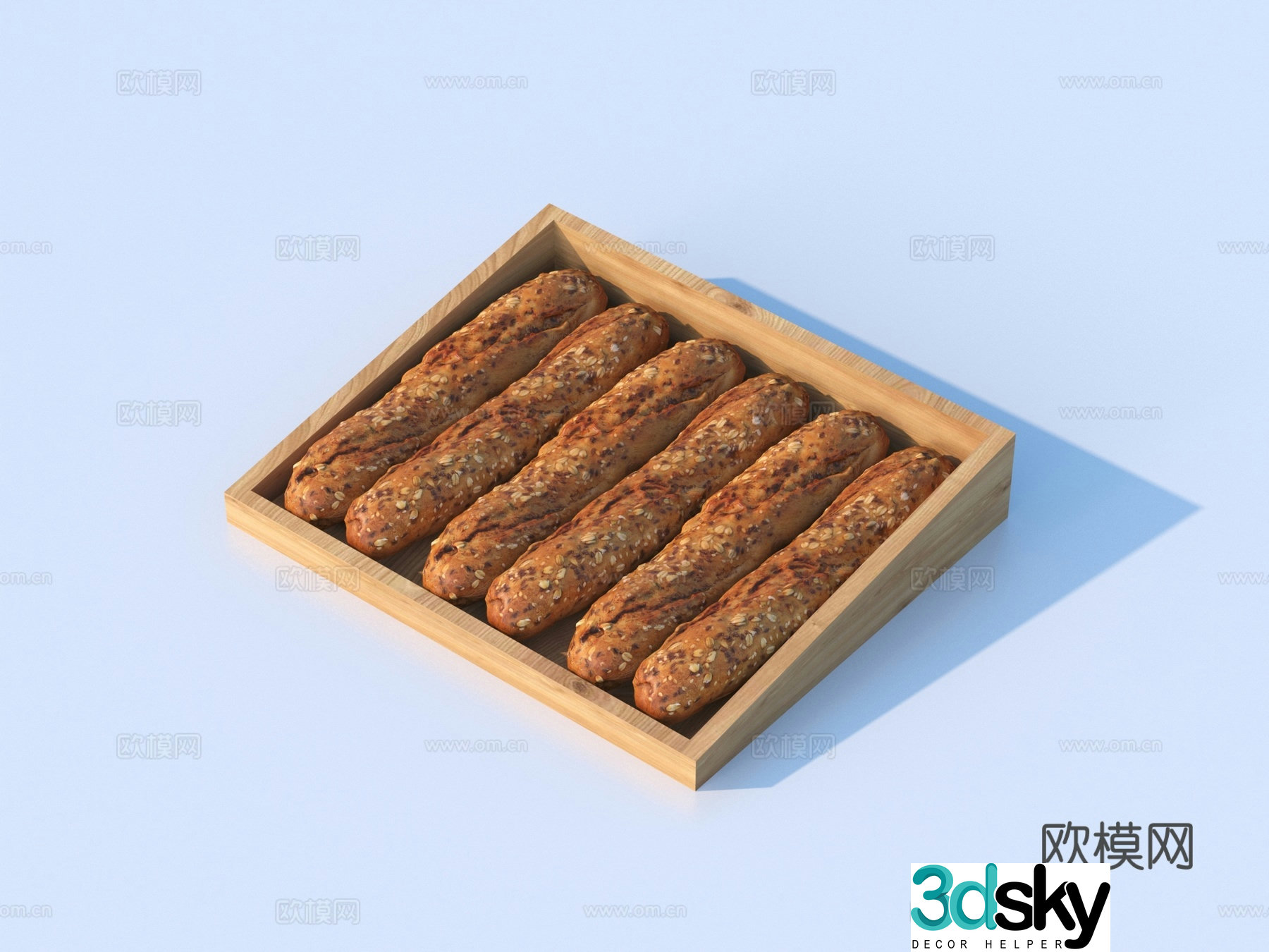 Bread Tray Kitchenware 3d Model