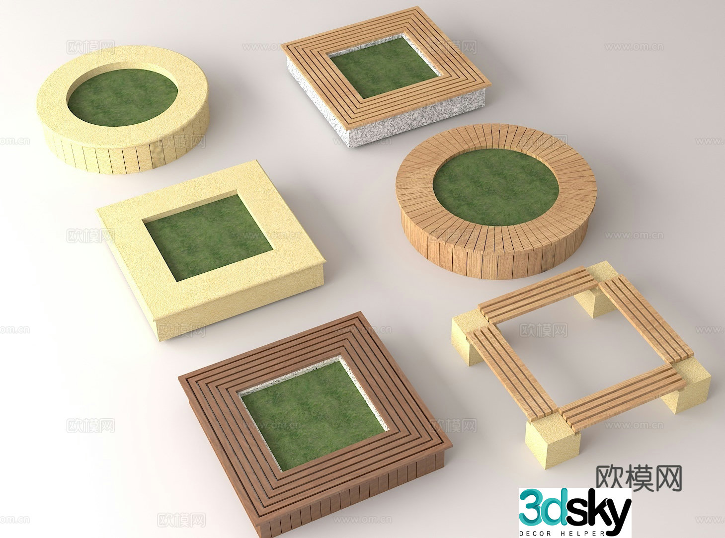 Road municipal construction, green plant protection, tree pond cover 3D model