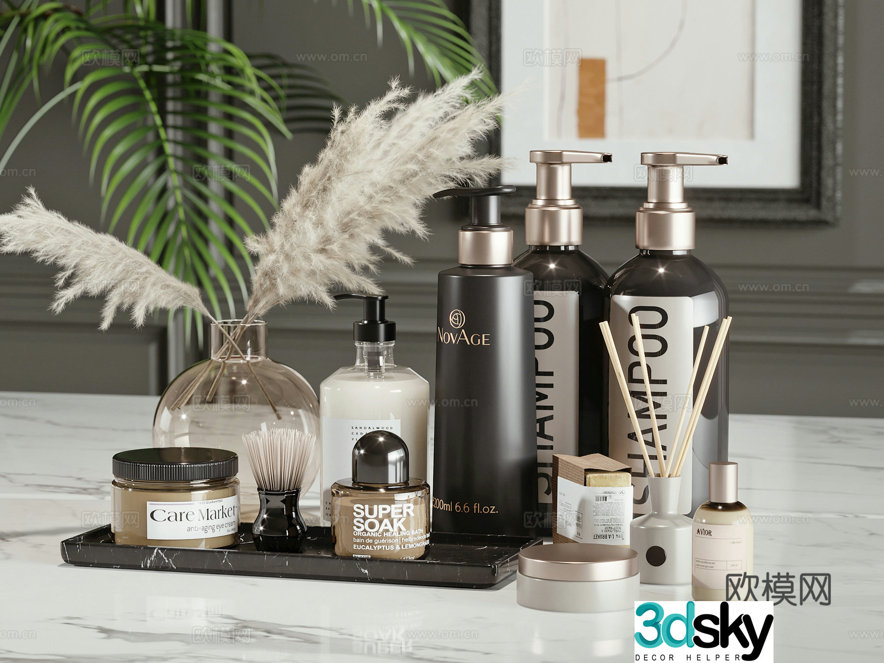 Modern washing daily use cosmetics perfume 3d model