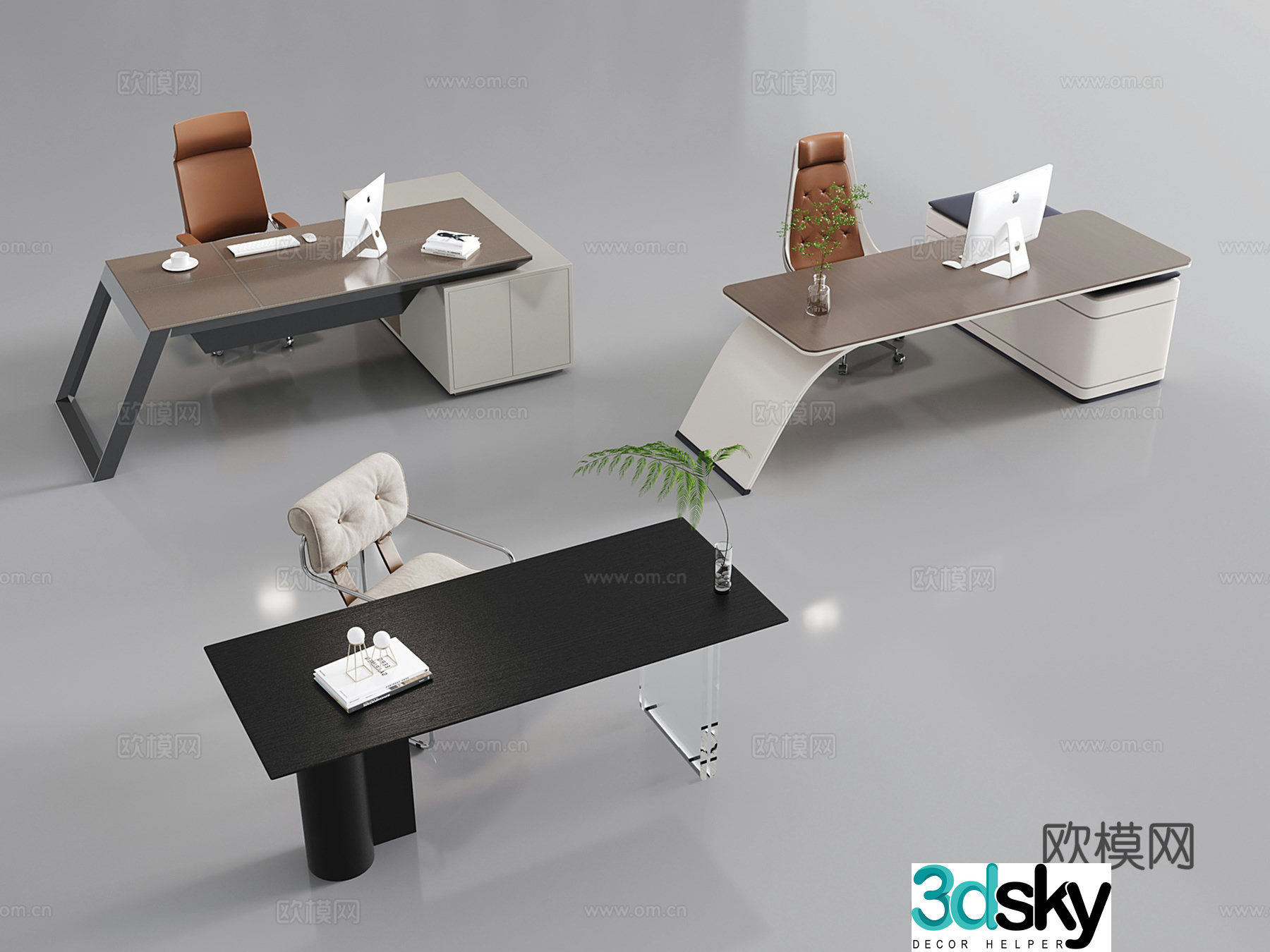 Modern office desk manager desk desk desk combination 3d model
