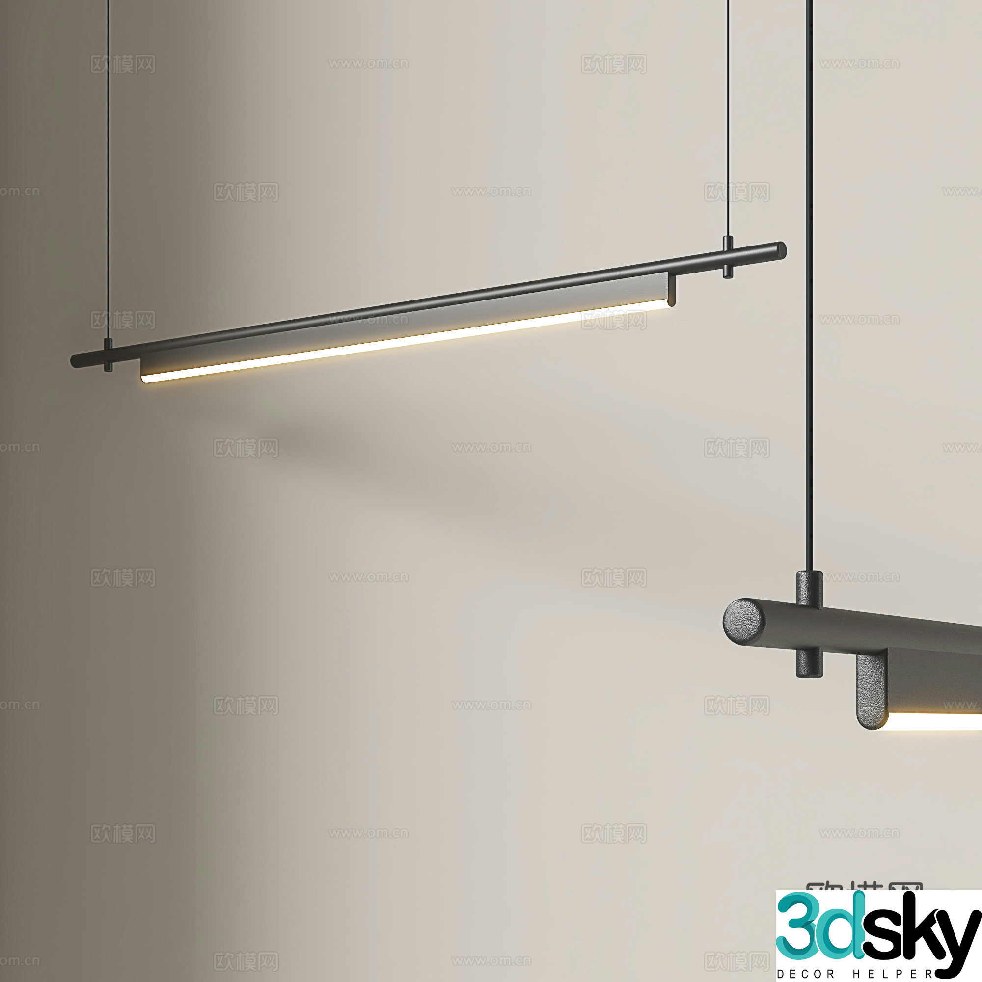 Italian style chandeliers minimalist restaurant chandeliers Nordic long chandeliers retro study chandeliers office 3D model