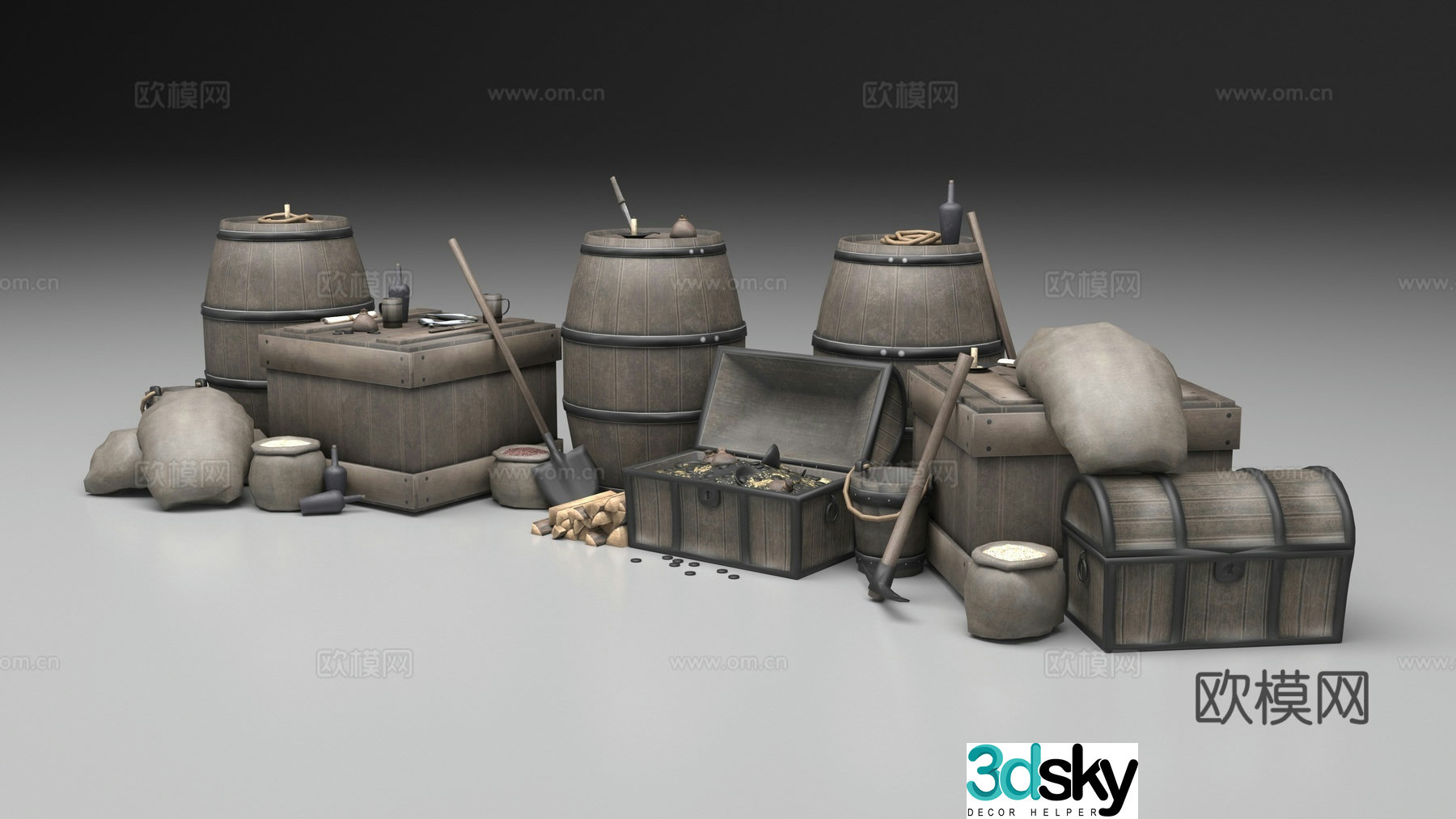 Medieval items 3d model