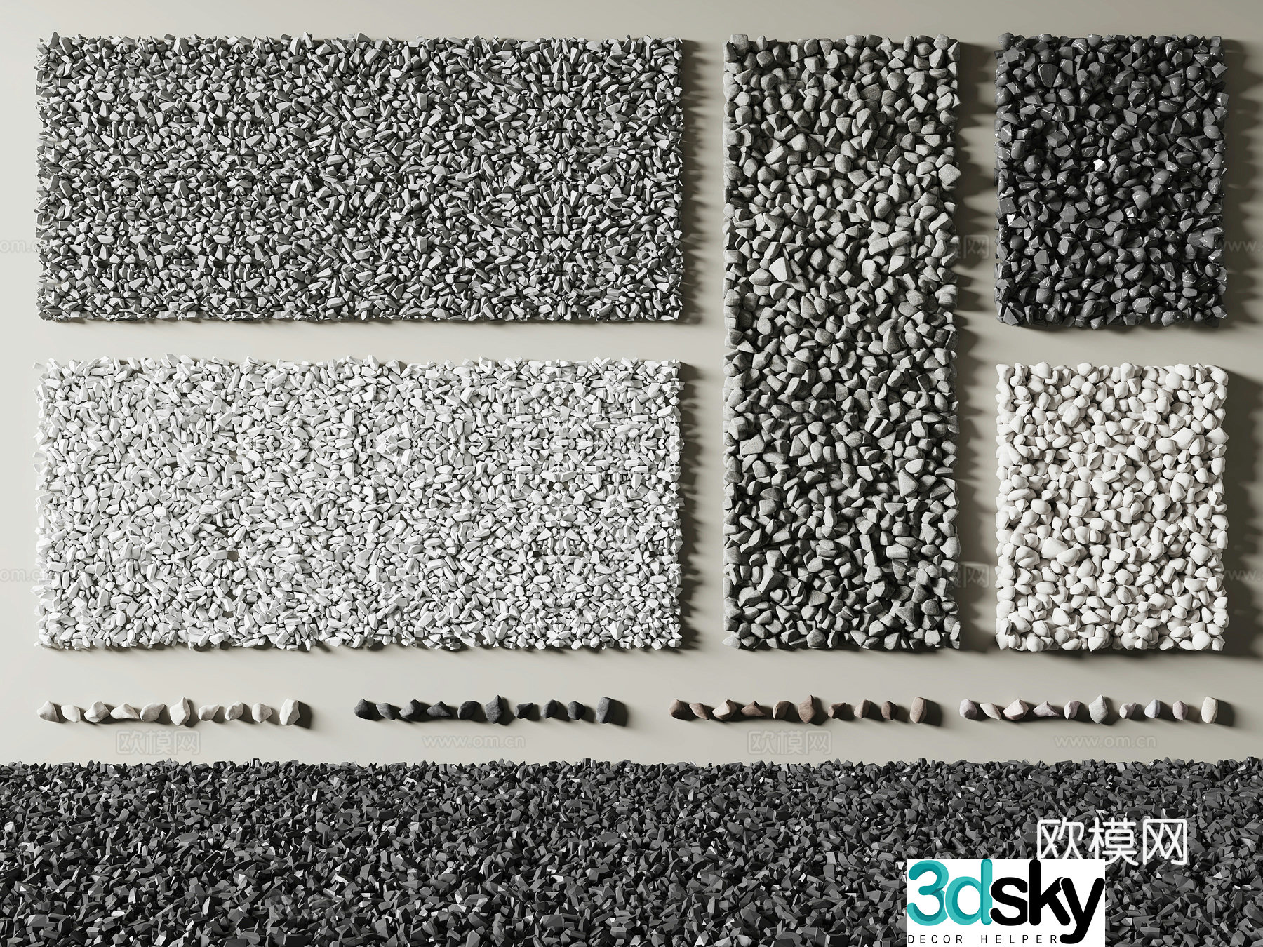 Modern pebbles gravel small pebbles 3d model