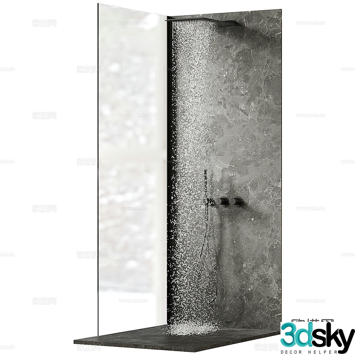 Modern Italian minimalist shower room 3D model