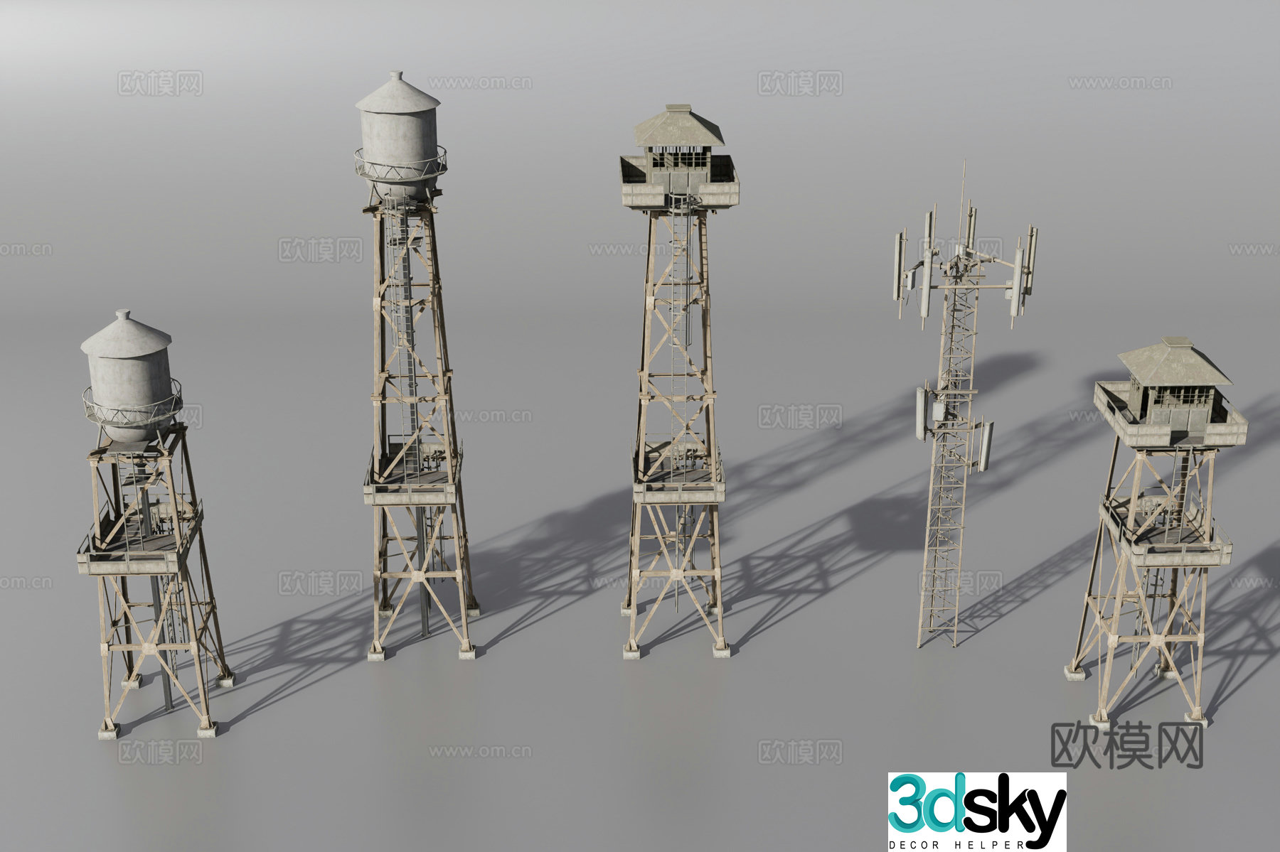 Military defense tower signal tower 3d model