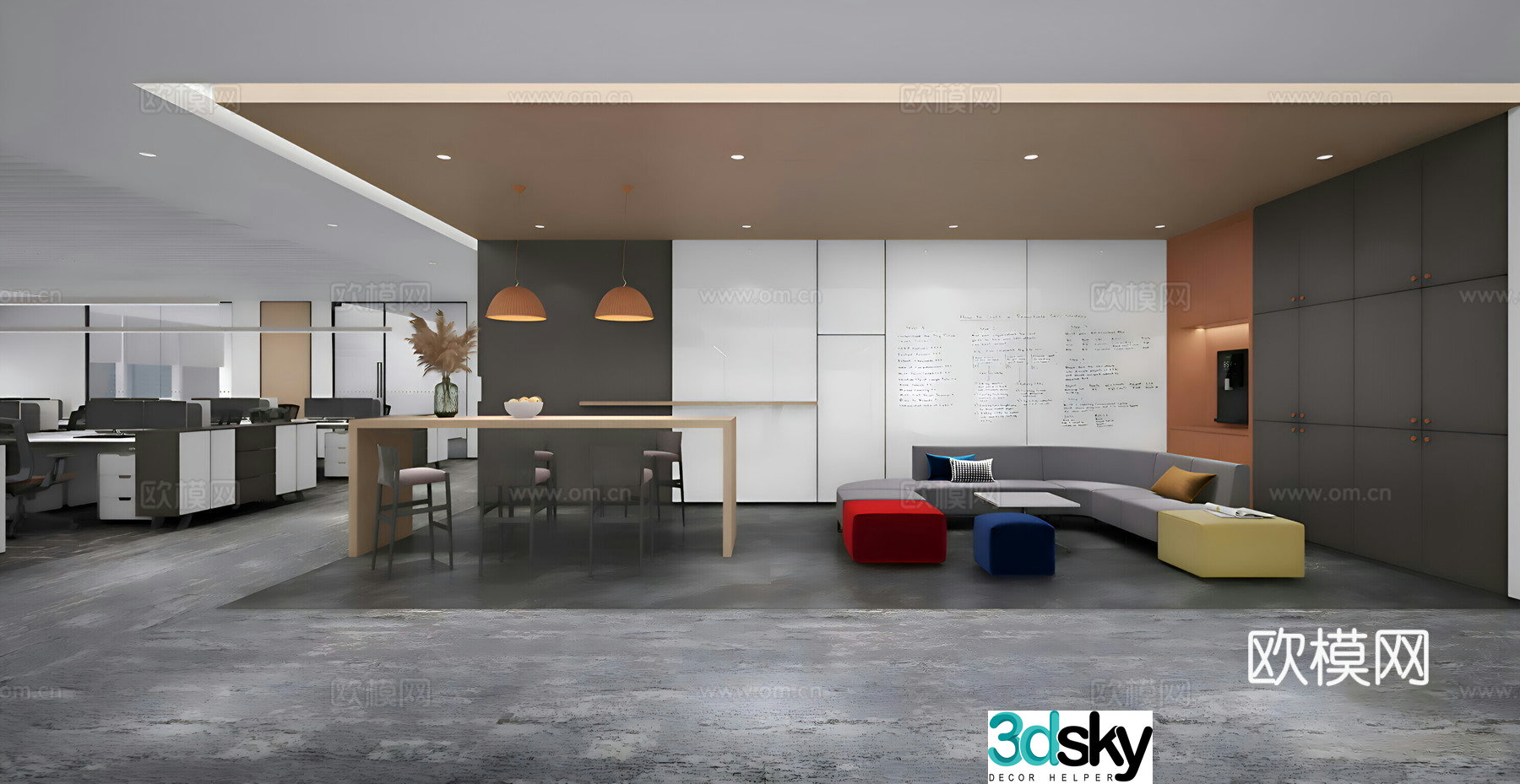 Modern office area office 3d model