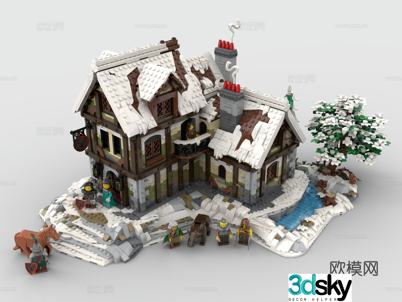 LEGO LEGO Toys Building Blocks Medieval Town House Tavern 3d Model