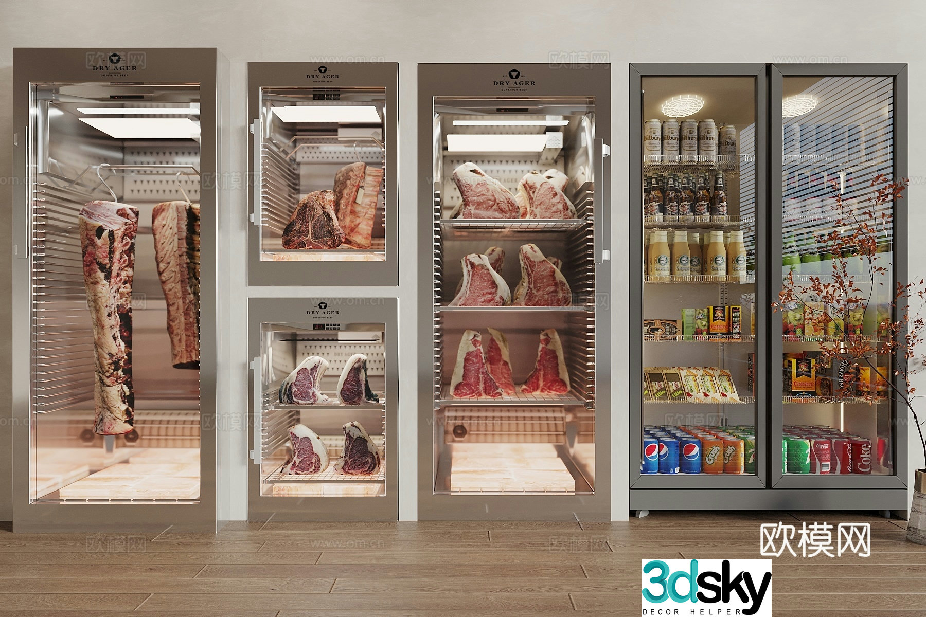 Modern style freezer cabinet freezer fresh meat cabinet freshness cabinet freezer refrigerator freezer 3D model