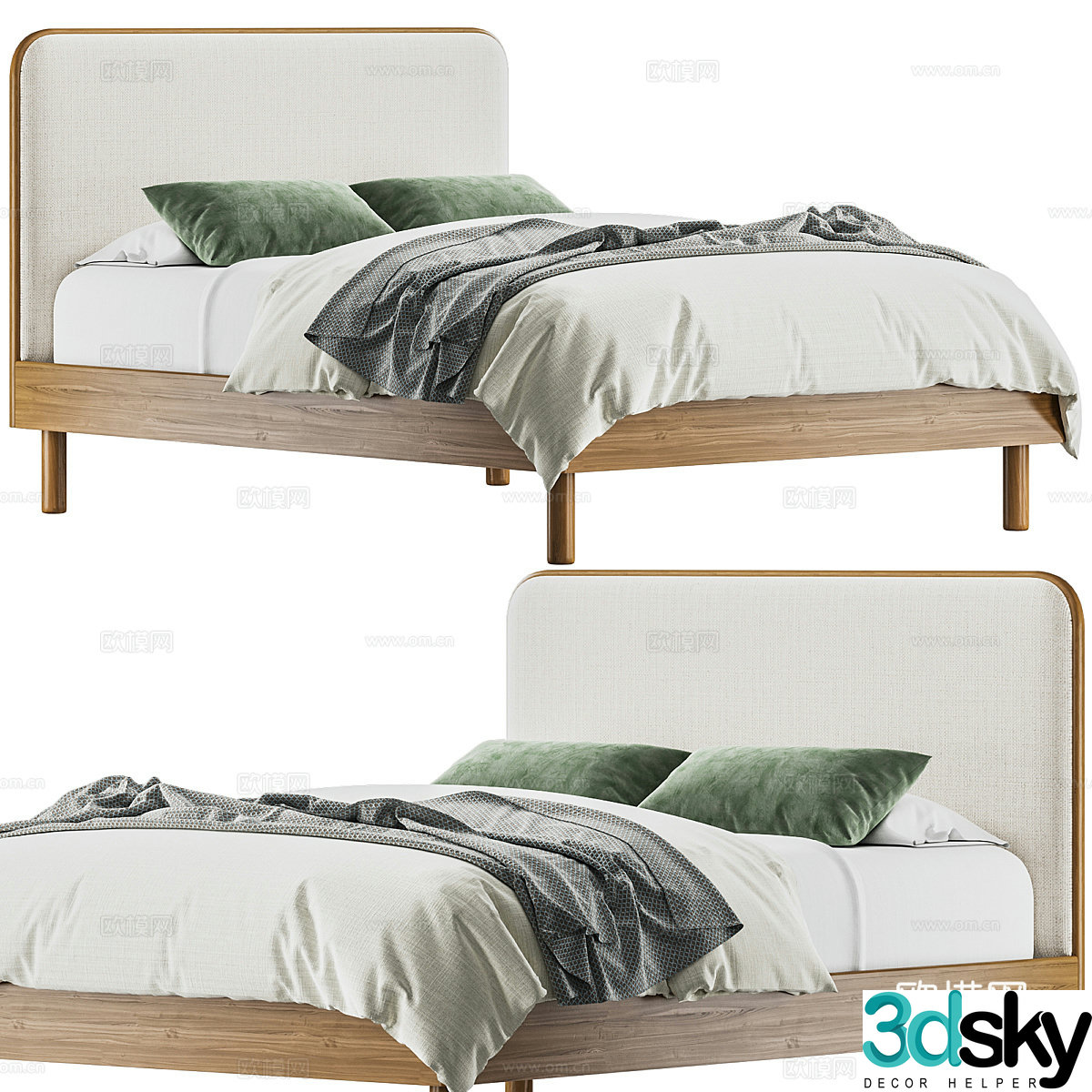 New Chinese-style solid wood children’s bed 3D model