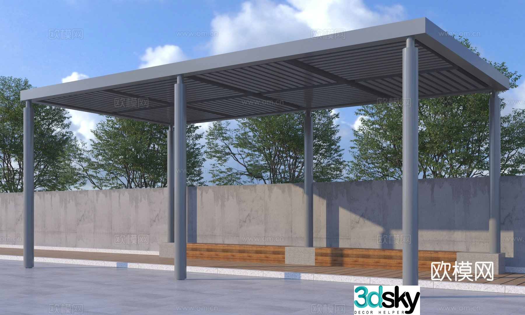 Modern landscape corridor frame 3d model