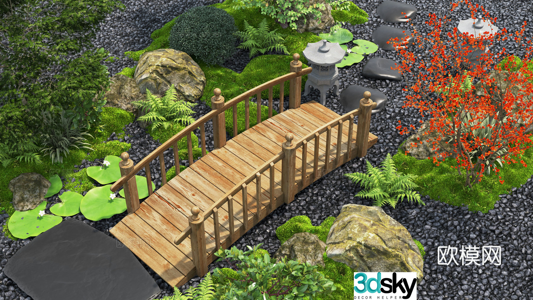 Modern courtyard landscape Landscape plants Garden sketch Garden landscape Brutophyte 3d model