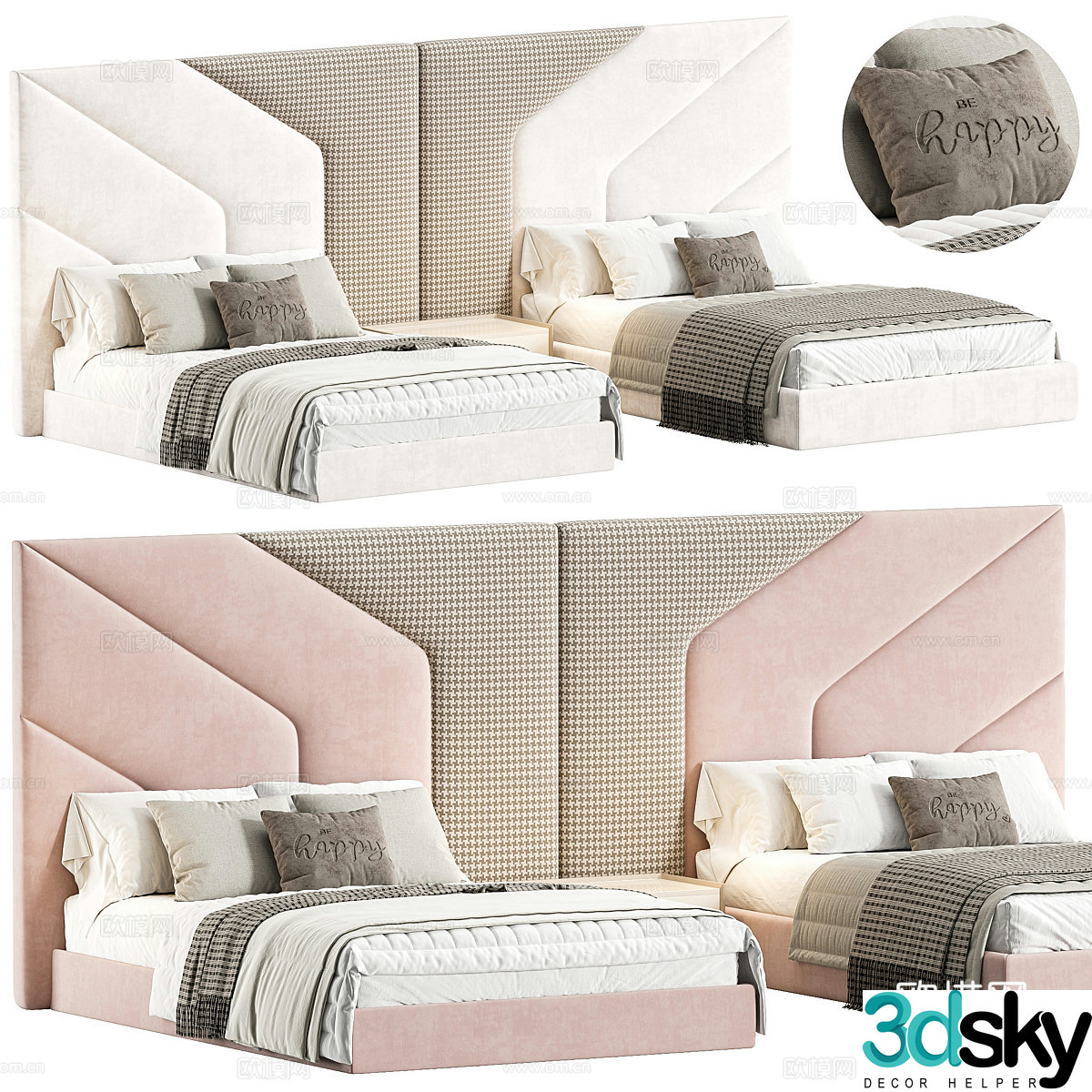 Background double bed 3d model
