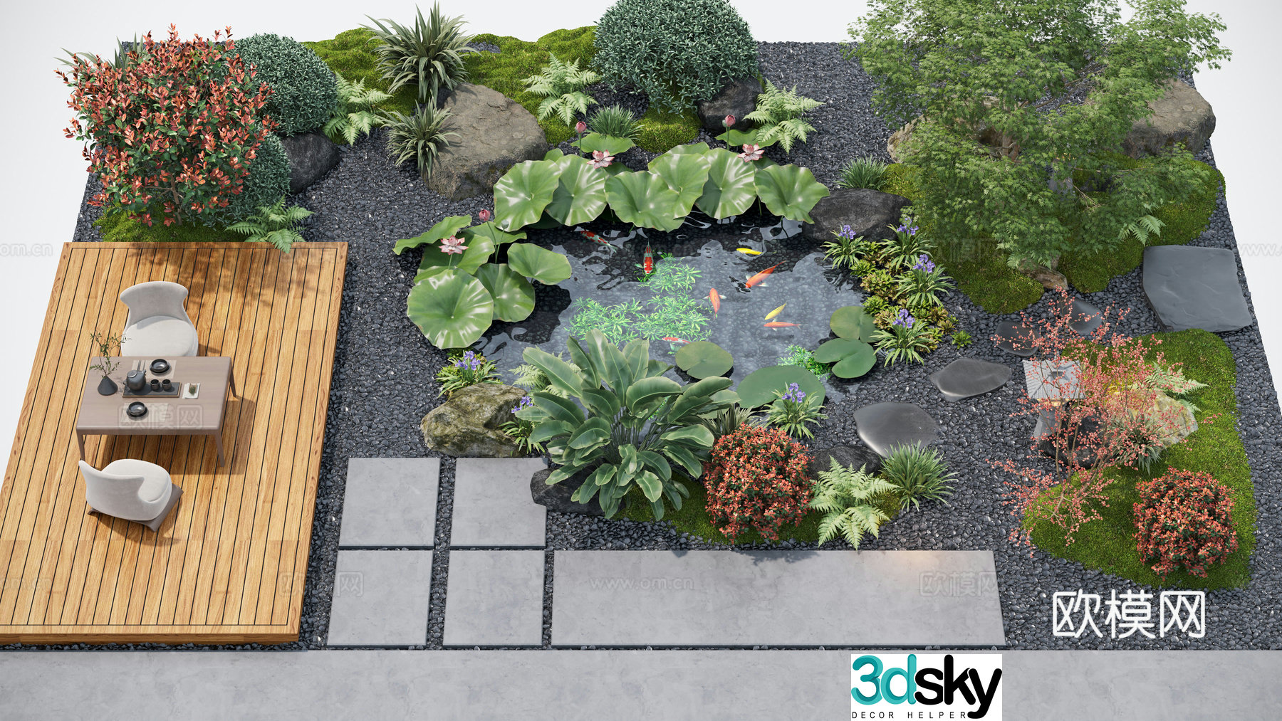 Modern courtyard landscape Landscape plants Garden sketch Garden landscape Brutophyte 3d model