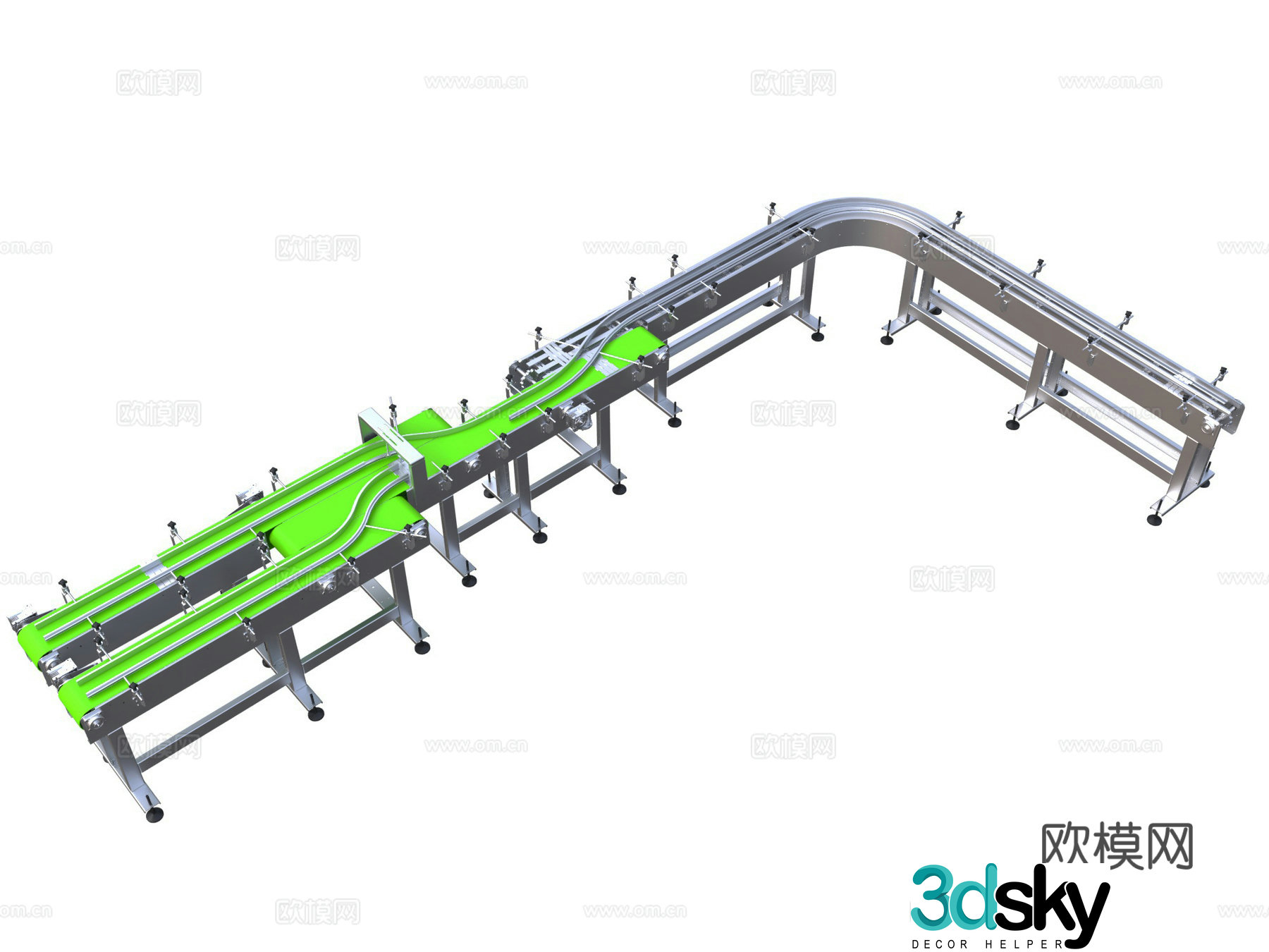 Industrial equipment bottling line, glass bottle conveyor belt, logistics pallet packaging machine, assembly line packaging machine 3D model