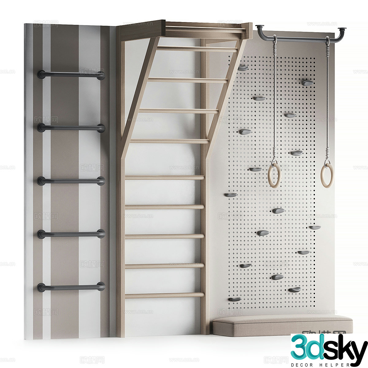 Modern cream style children's play area 3d model
