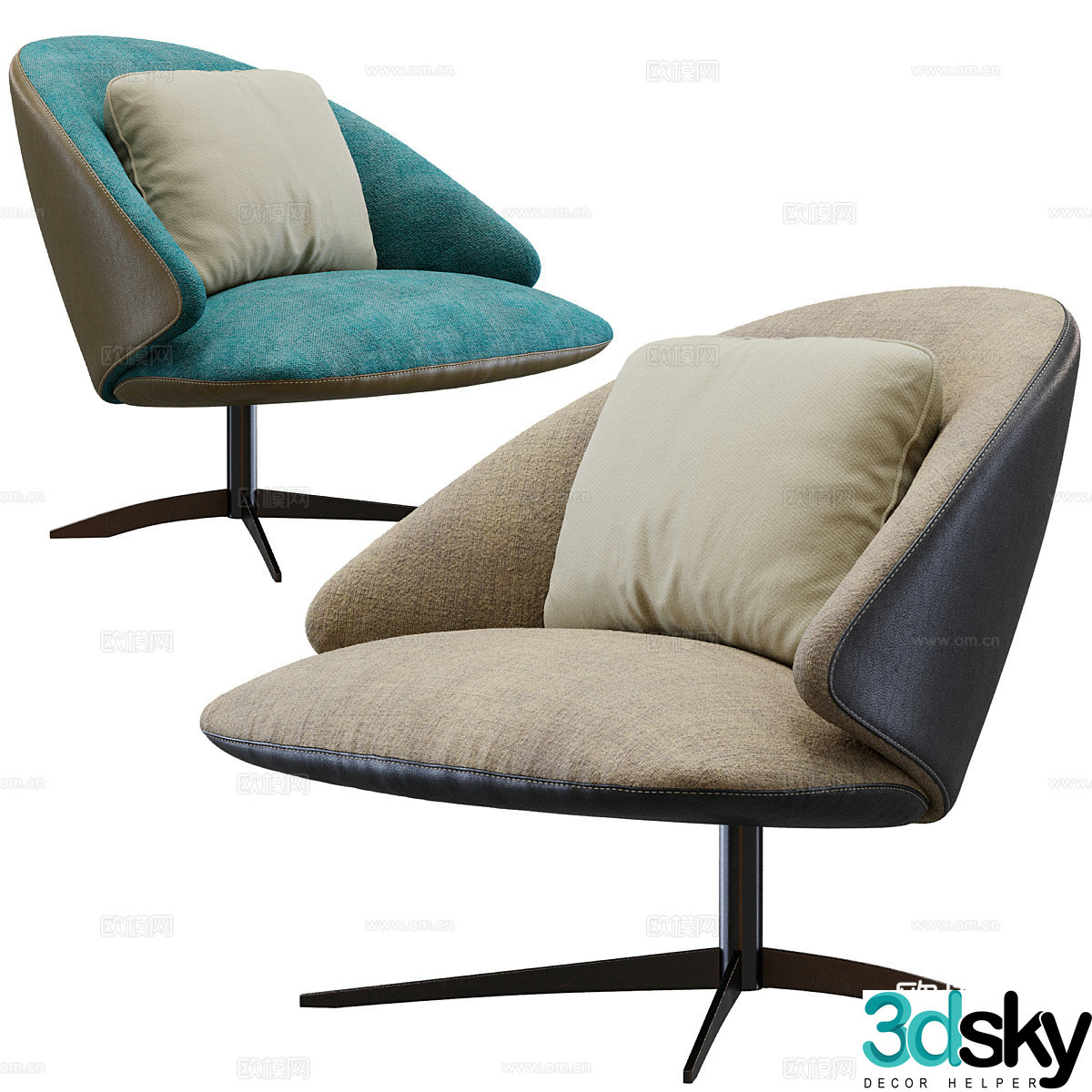 Modern Italian fabric lounge chair 3d model