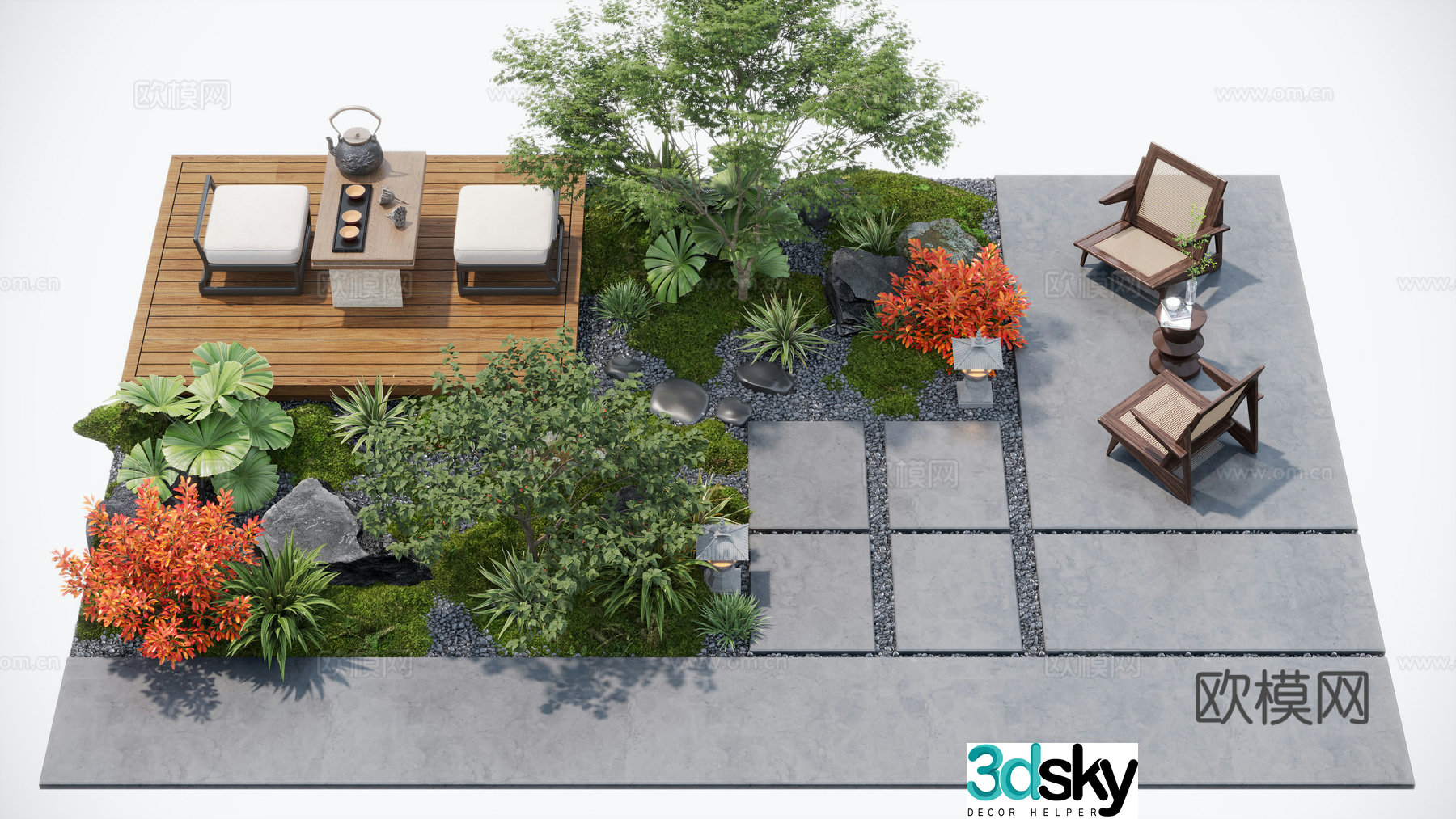 Modern courtyard landscape Landscape plants Garden sketch Garden landscape Brutophyte 3d model