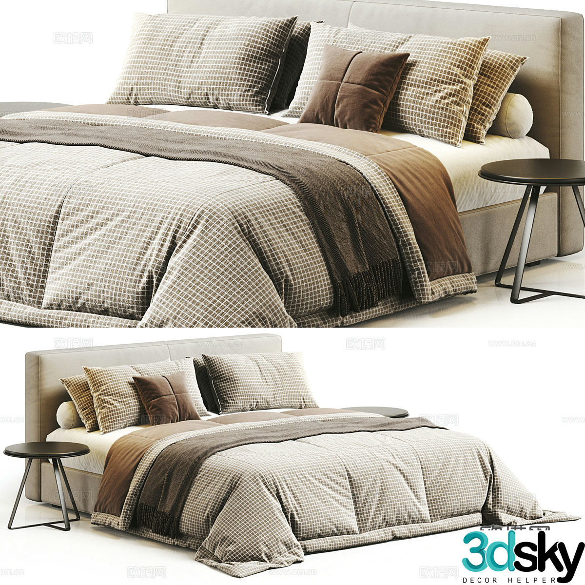 Modern Italian fabric double bed 3D model