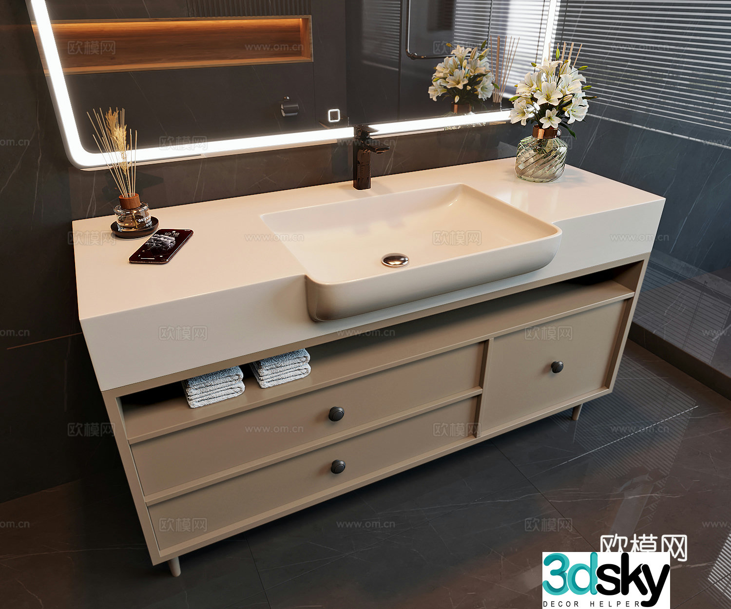 Modern bathroom cabinet 3d model