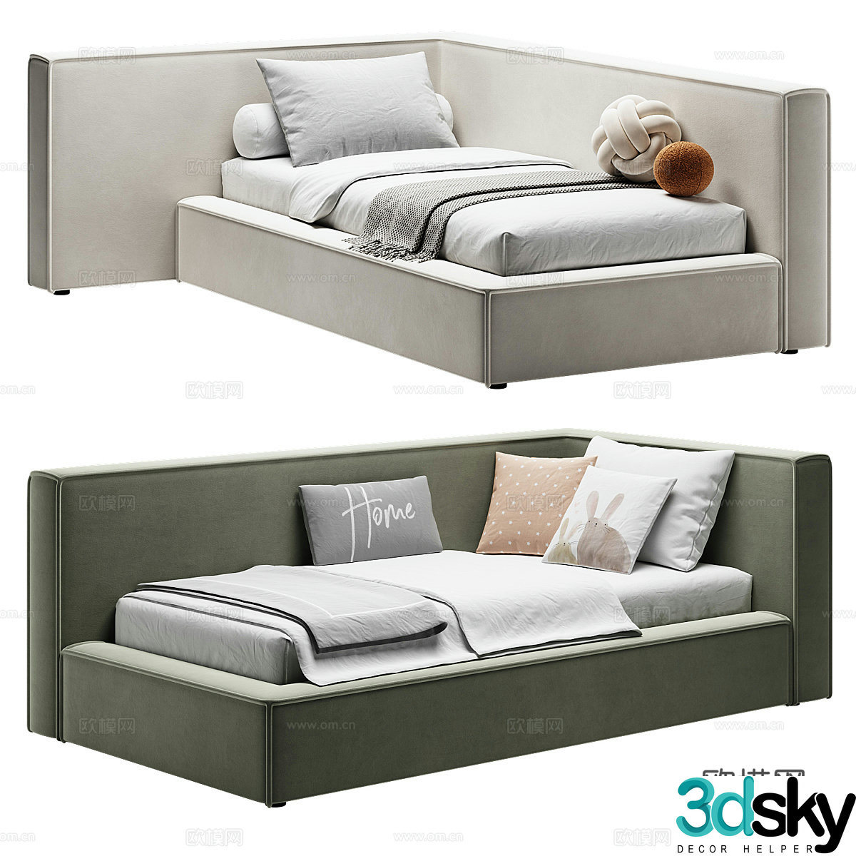 Modern children’s fabric sofa bed 3d model