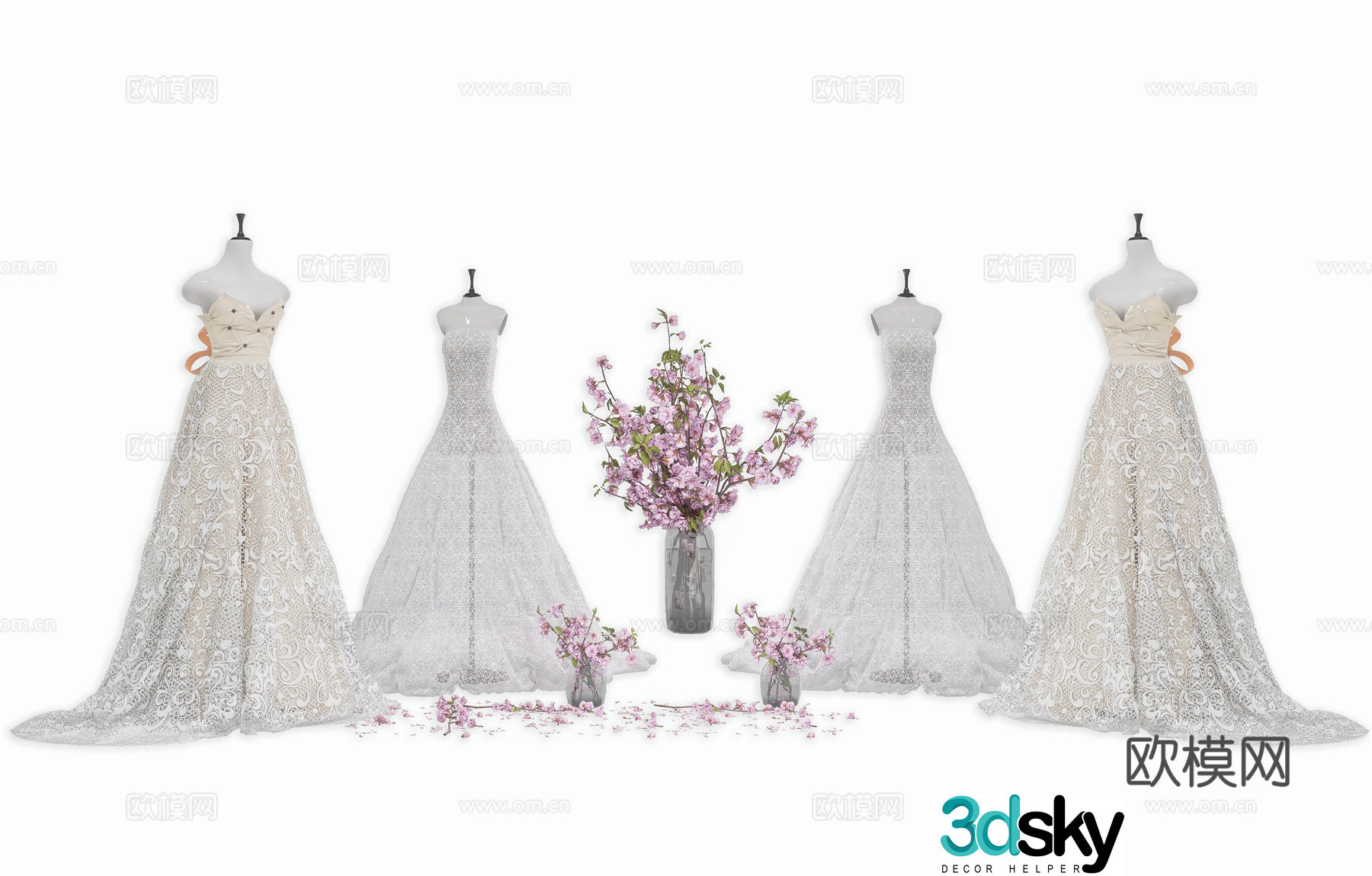 Modern wedding model Wedding wedding dress Long skirt Wedding wedding dress Plastic model Wedding dress display 3d model