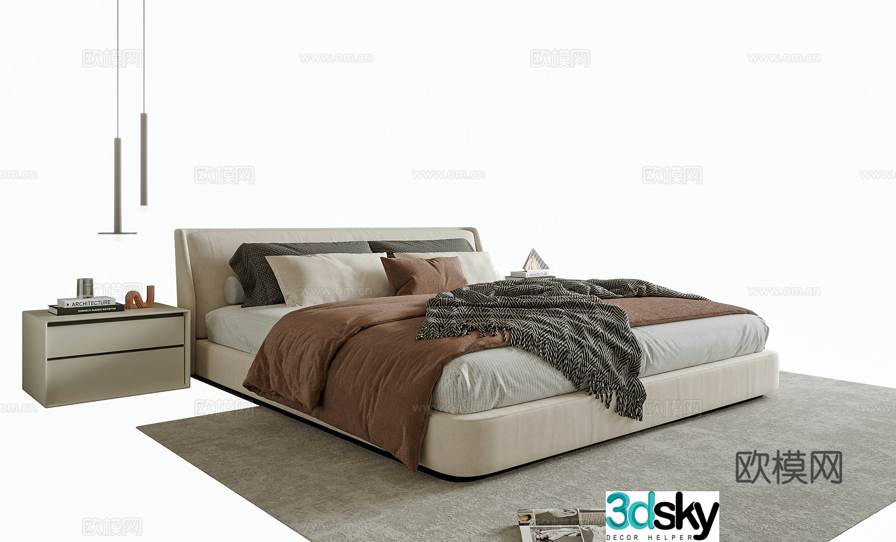 Modern double bed 3d model