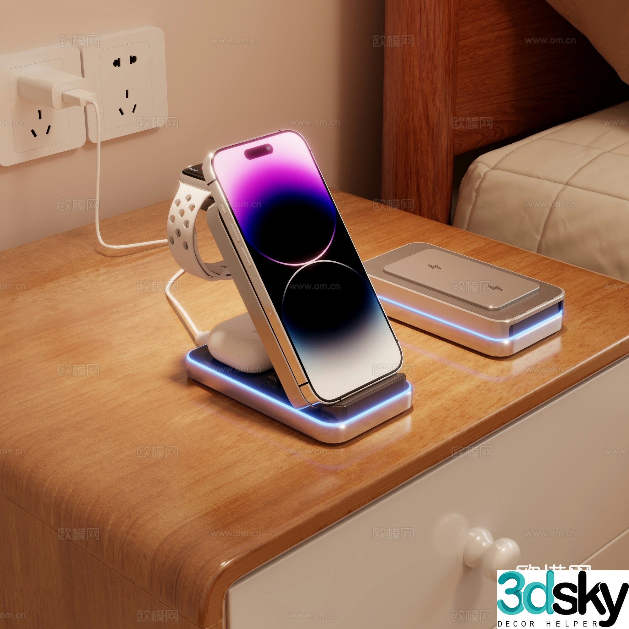 Three-in-one wireless charger bracket suitable for apple watch watch iwatc3d model