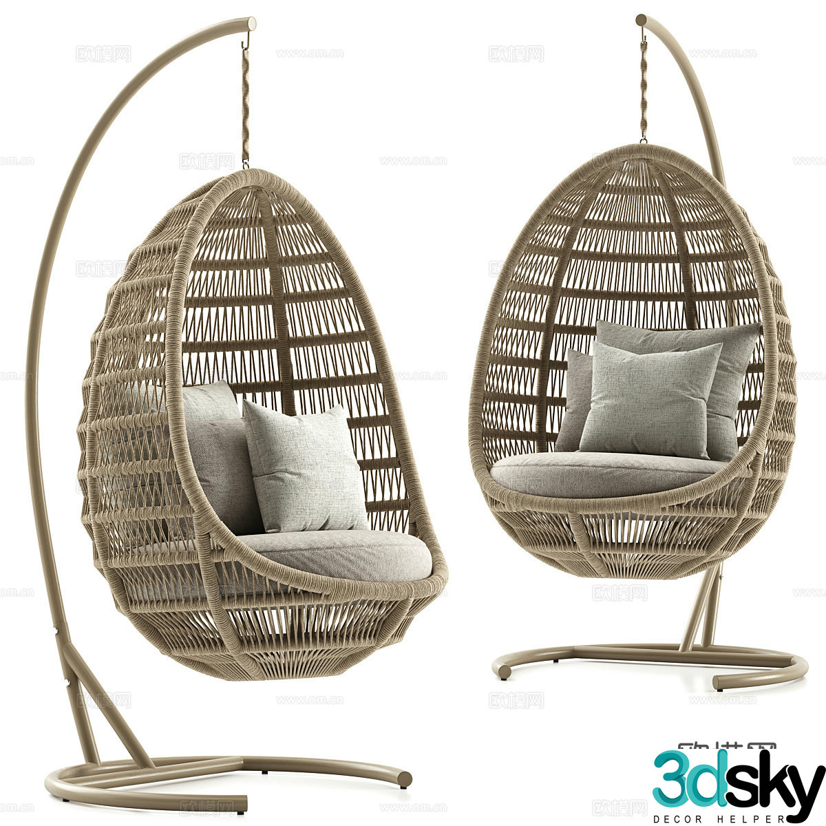 Modern Panama Egg Swing Chair 3D Model