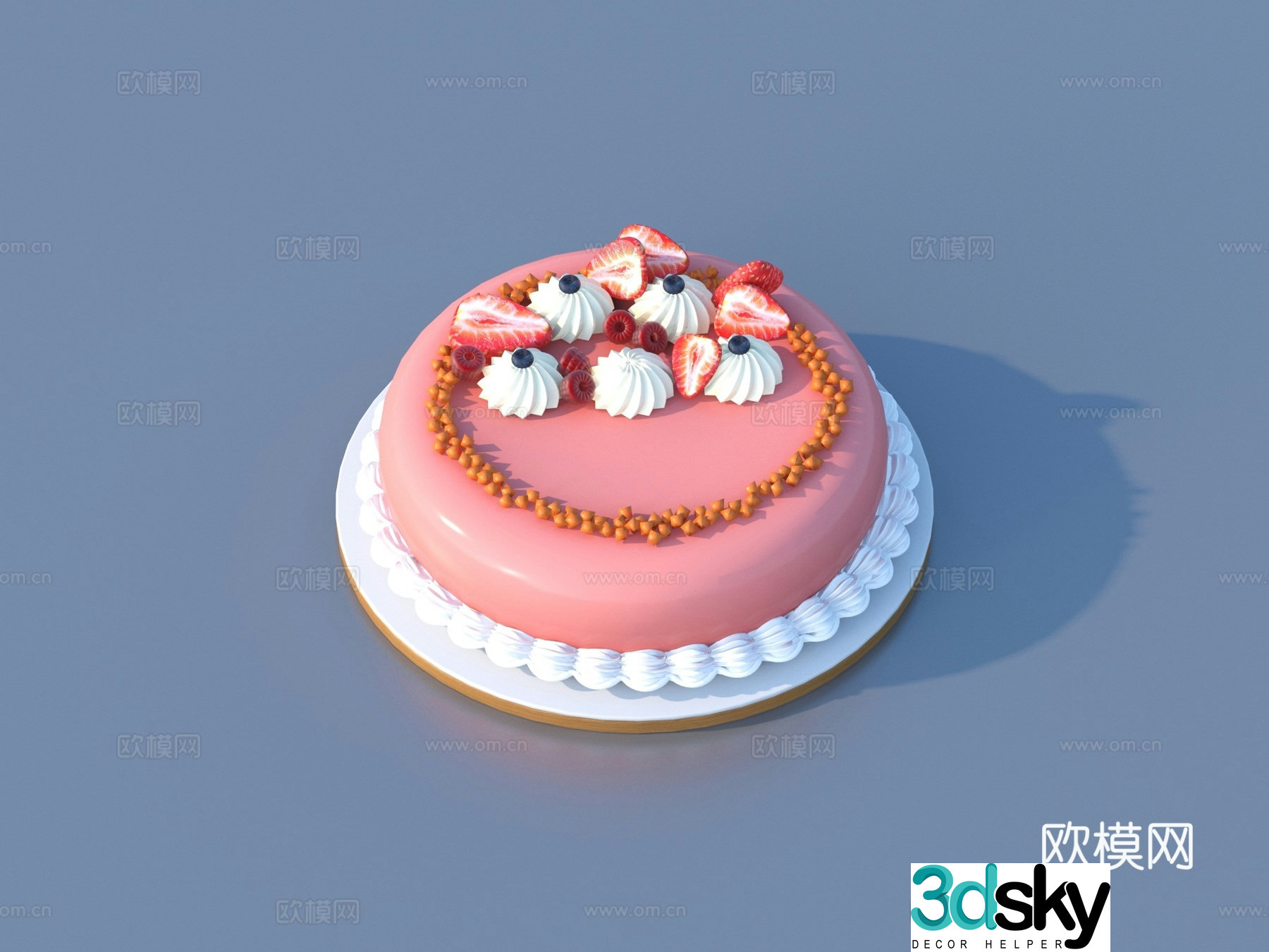 Birthday Cake Pastry Food 3D Model