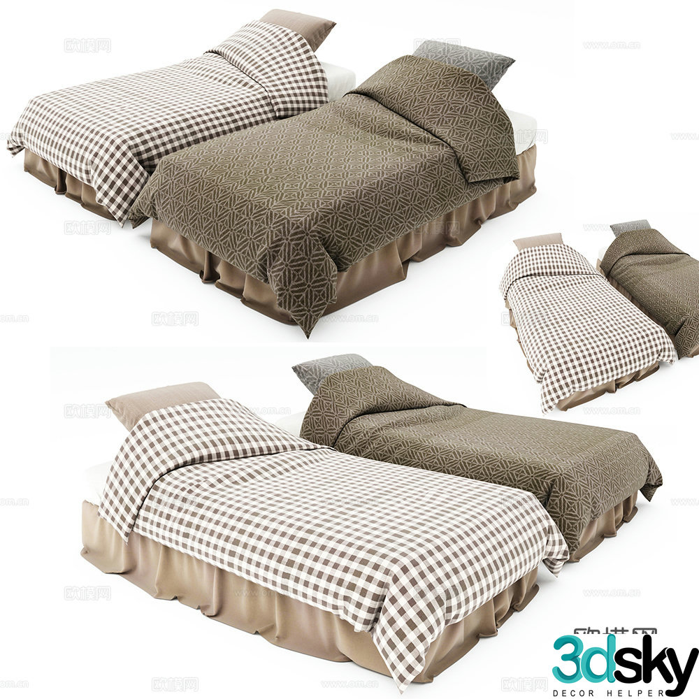 Modern Nordic children’s fabric bed 3D model
